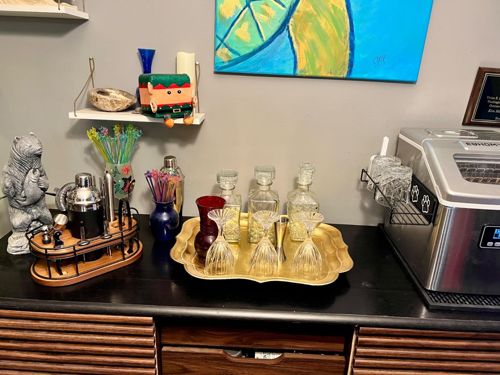 Home Hero Bartender Kit - 22-Piece Cocktail Shaker & Bar Tool Set - Wooden Stand Display & Bar Cart Accessories - Recipe Book & Housewarming Gifts - 22-Pc, Silver customer photo 2