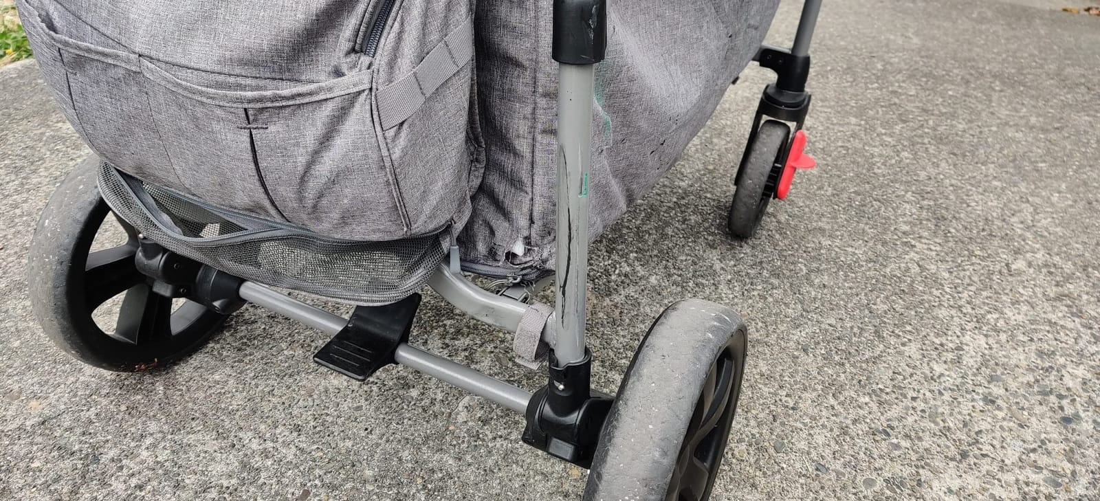 EVER ADVANCED Foldable Wagons for Two Kids & Cargo, Collapsible Folding Wagon Stroller with Adjustable Handle Bar,Removable Canopy with 5-Point Harness,Black customer photo 1