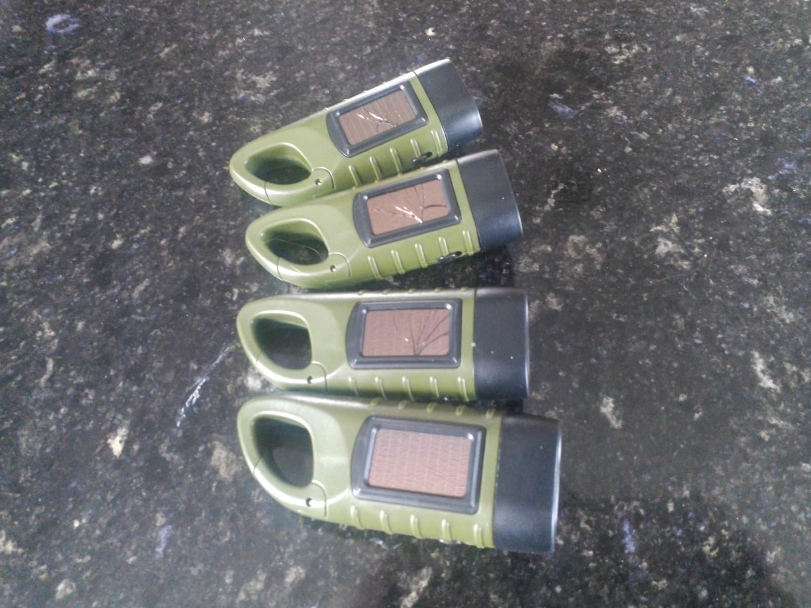 Oudain 4 Pack Hand Crank Solar Powered LED Flashlight with Carabiner Clip customer photo 1