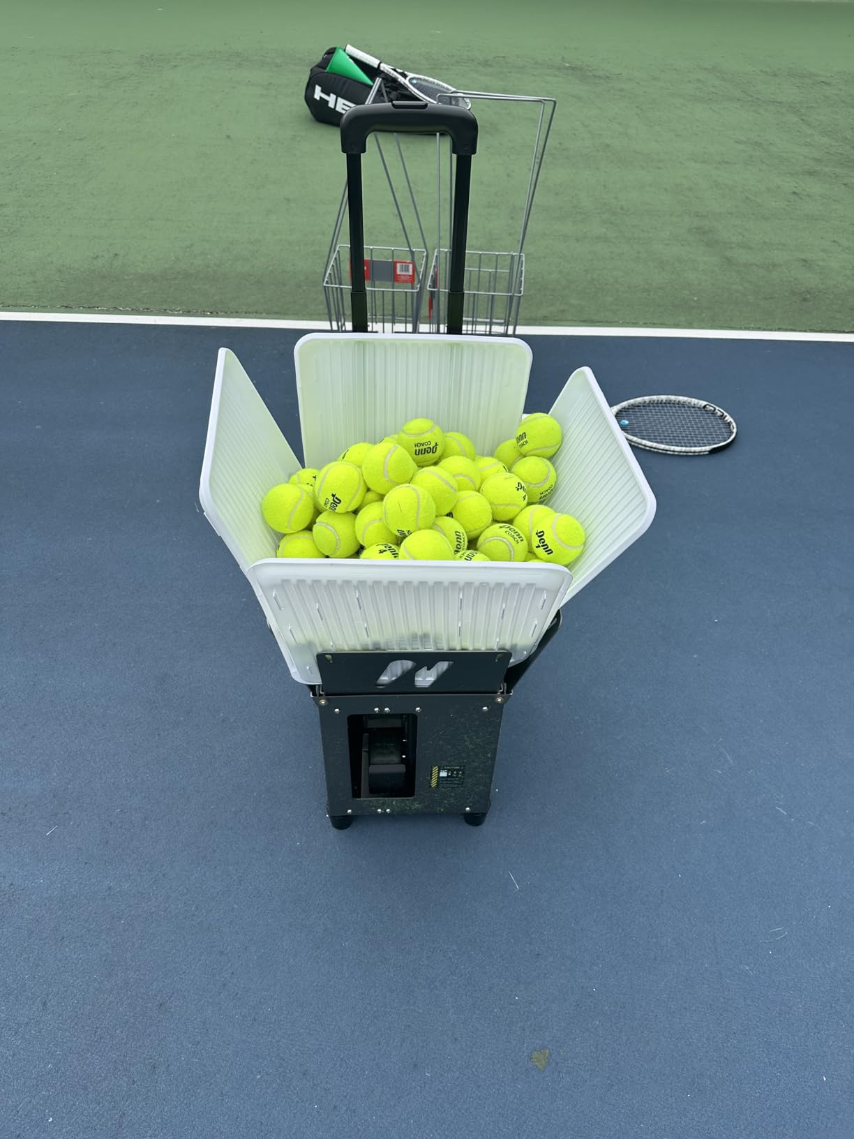 Portable Tennis Ball Machine (26lbs) - Dual Motor for TopSpin and Backspin, 80+ Balls, Max 68MPH, 4+ Hours Play with External Lithium Battery customer photo 2