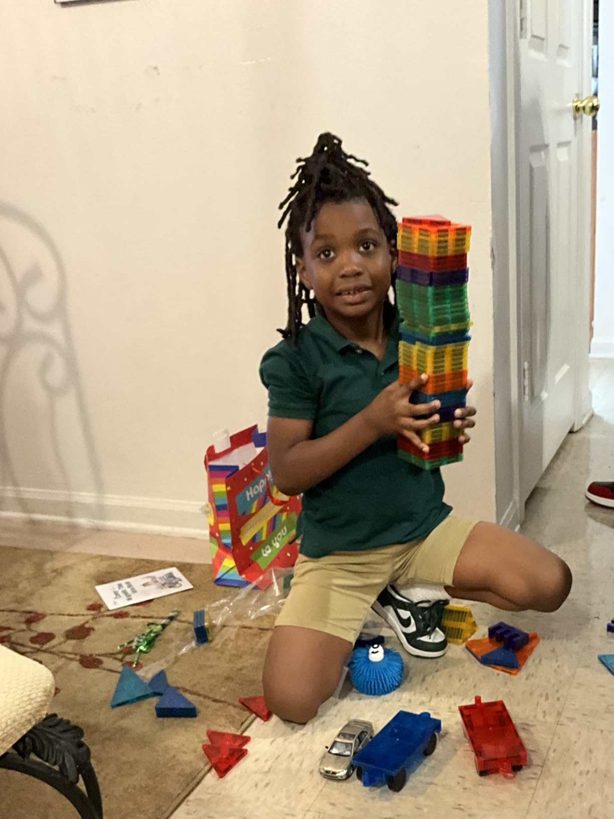 cossy 120Pcs Magnetic Tiles Magnetic 3D Building Blocks Set, Construction Toys for 3 4 5 6 7 8 Year Old Boy and Girl with Stronger Magnets, Educational Toys, Recreational, Conventional customer photo 2