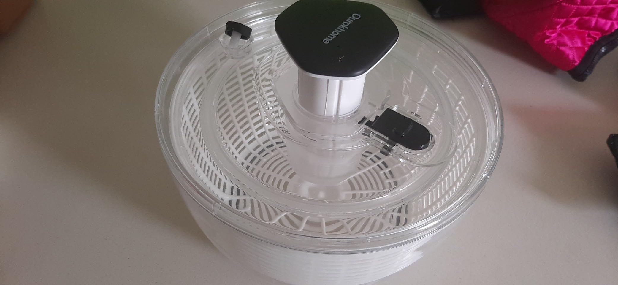 Ourokhome 6.3 QT Salad Spinner with Fully Removable Lid, Large Lettuce Dryer with One-Hand Press Pump, Instant Stop Brake Button and Retractable Handle, Vegetable Washer & Spinner for Greens and Herbs customer photo 2