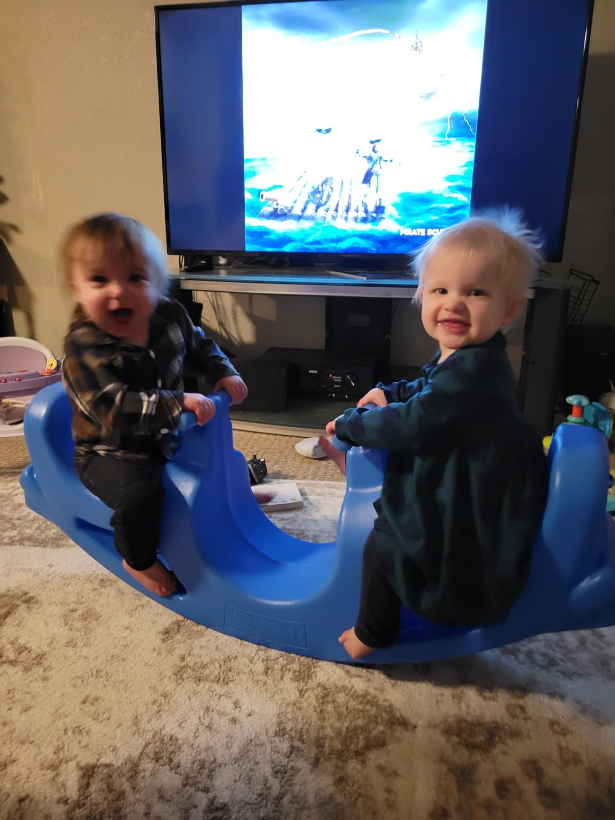 Simplay3 Up and Down Teeter Totter Seesaw - Rocking Fun for Two Toddlers or Kids Ages 18 Months to 5 Yrs- Sapphire, Made in USA customer photo 1