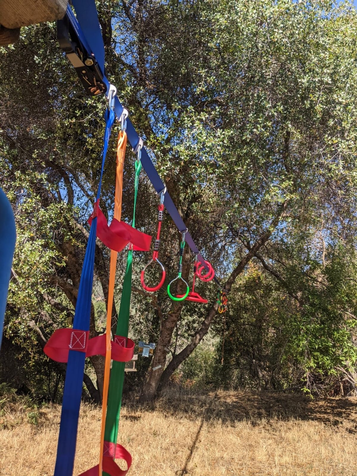 Ninja Warrior Obstacle Course for Kids Outside-Ninja Slackline 52ft with 11 Durable Obstacles-Climbing Net,Wheel, Warrior Gymnastics & Monkey Bars,Slack Lines for Backyard for Kids. customer photo 2