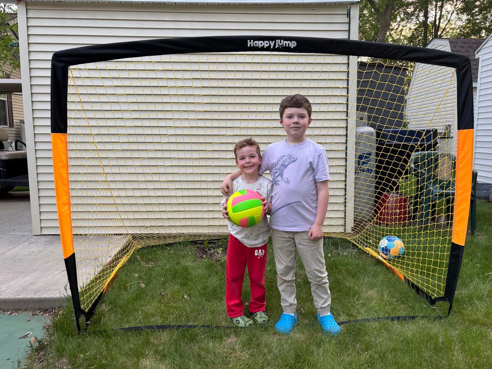 Happy Jump Kids Backyard Soccer Goals 7x5 & 5x3.6 FT, Portable Outdoor Play customer photo 1