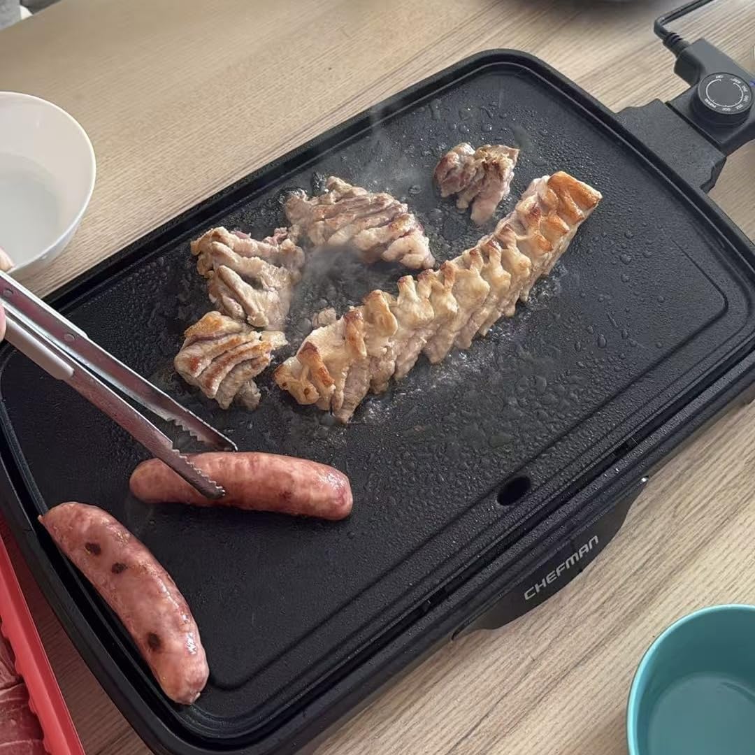 Chefman Electric Griddle with Removable Temperature Control, Immersible Flat Top Grill, Burger, Eggs, Pancake Griddle, Nonstick Easy Clean Cooking Surface, Slide Out Drip Tray, 10 x 16 Inch customer photo 1