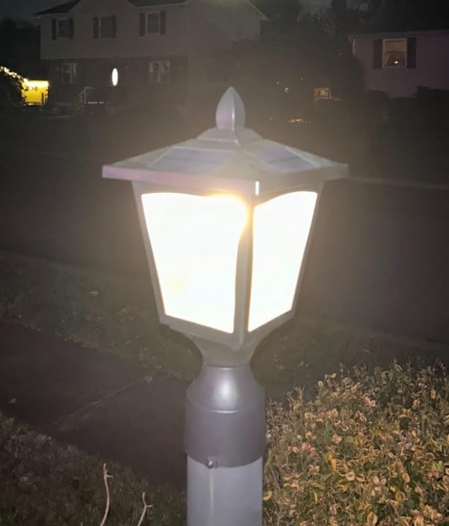 Solar Post Lights, 3000K Dusk to Dawn Solar Lamp Post Light with Pier Mount Base, Solar Post Lights Outdoor Waterproof for Garden Yard Landscape Pole Pillar, Outside Decorative Lamp(Warm White) customer photo 1