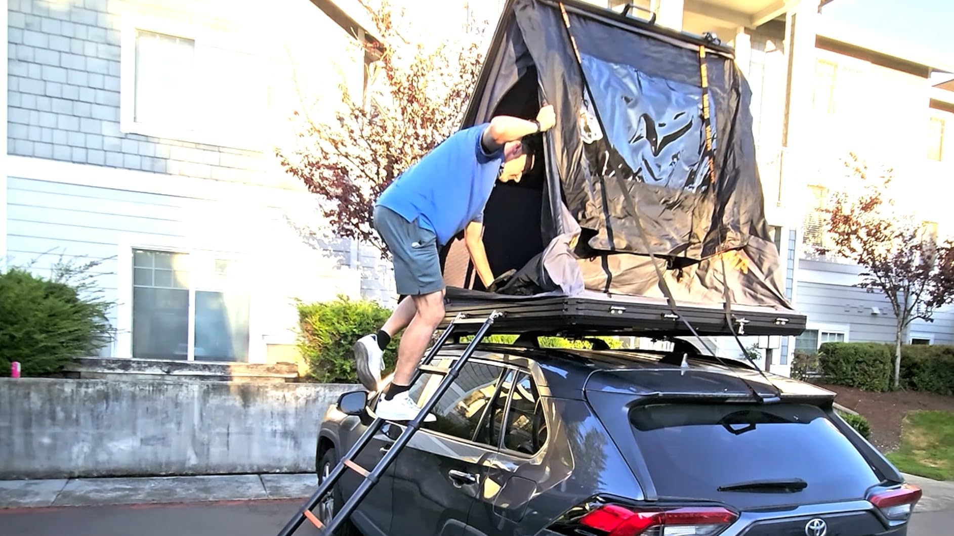 SanHima Hotham Rooftop Tent Hard Shell, Aluminium Roof Top Tent for Car SUV Truck customer photo 2