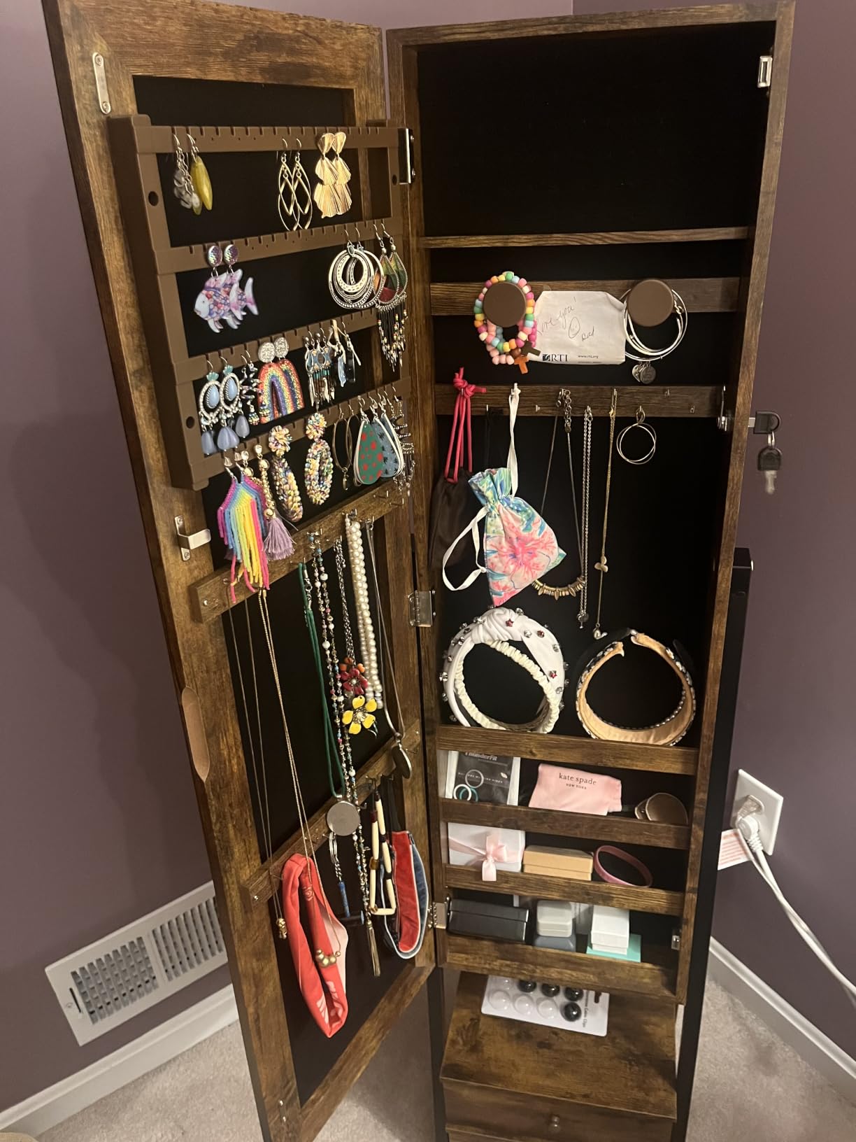 Nicetree Jewelry Cabinet Armoire, 2 Drawers, Full Length Mirror, Pure White customer photo 2