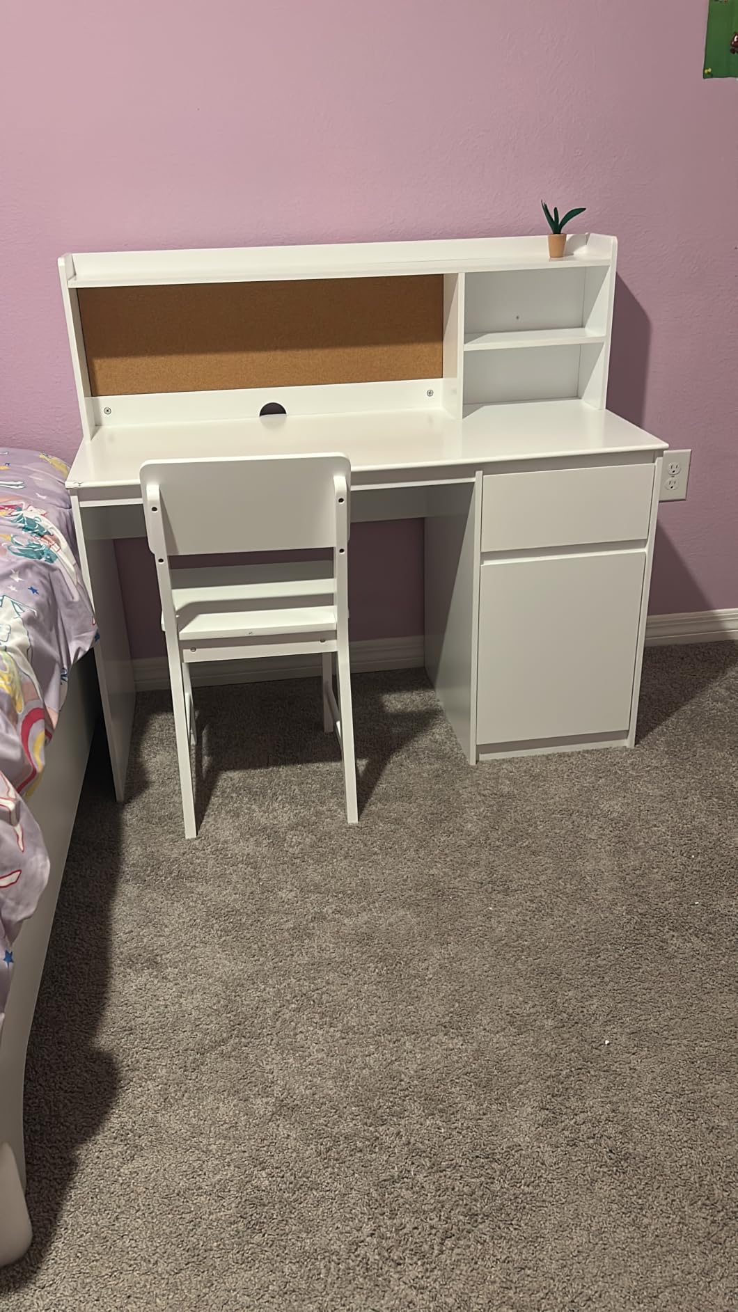 UTEX Wooden Kids Desk and Chair Set with Hutch and Storage for Ages 5-12 customer photo 2