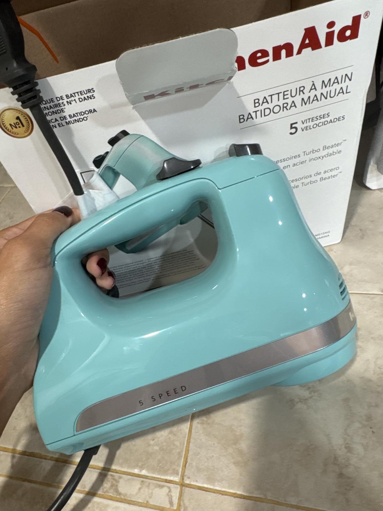 KitchenAid 5-Speed Ultra Power Hand Mixer, Stainless Steel/Plastic, White customer photo 1