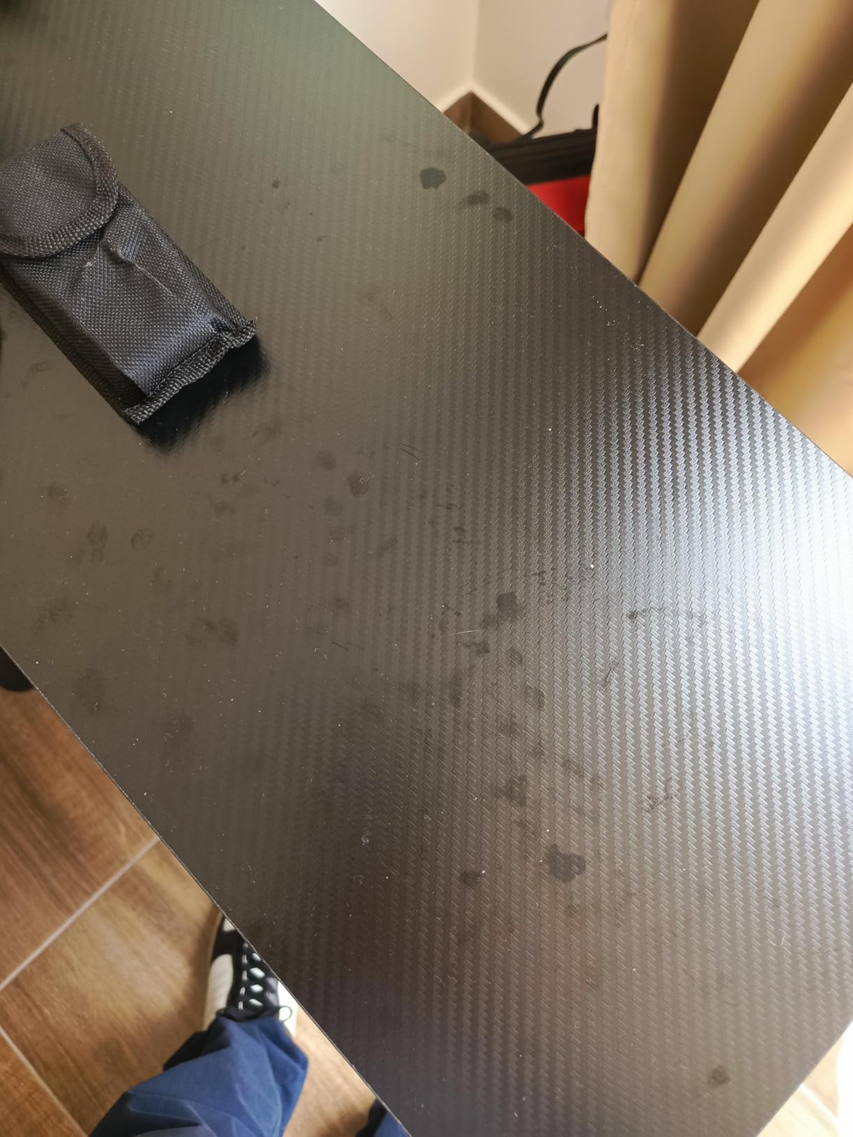 ODK 48 Inch L Shaped Gaming Desk with LED Lights, Power Outlets, Black customer photo 2