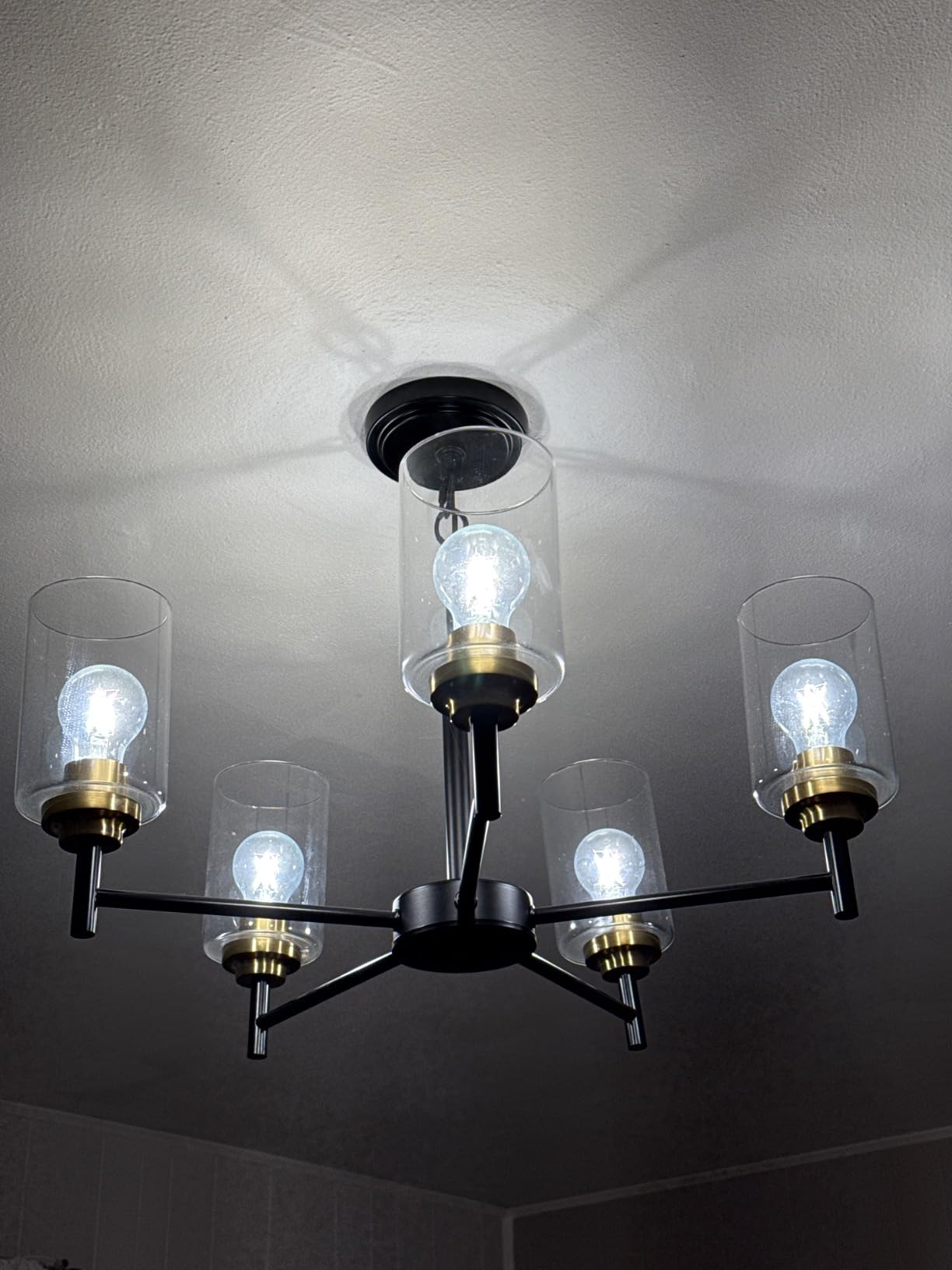 Kitchen Island Lighting, Linear Chandeliers Rectangle Pendant Light Fixtures for Dining Room Farmhouse Hanging Light with Glass Shades (Gold, 3 Lights) customer photo 2