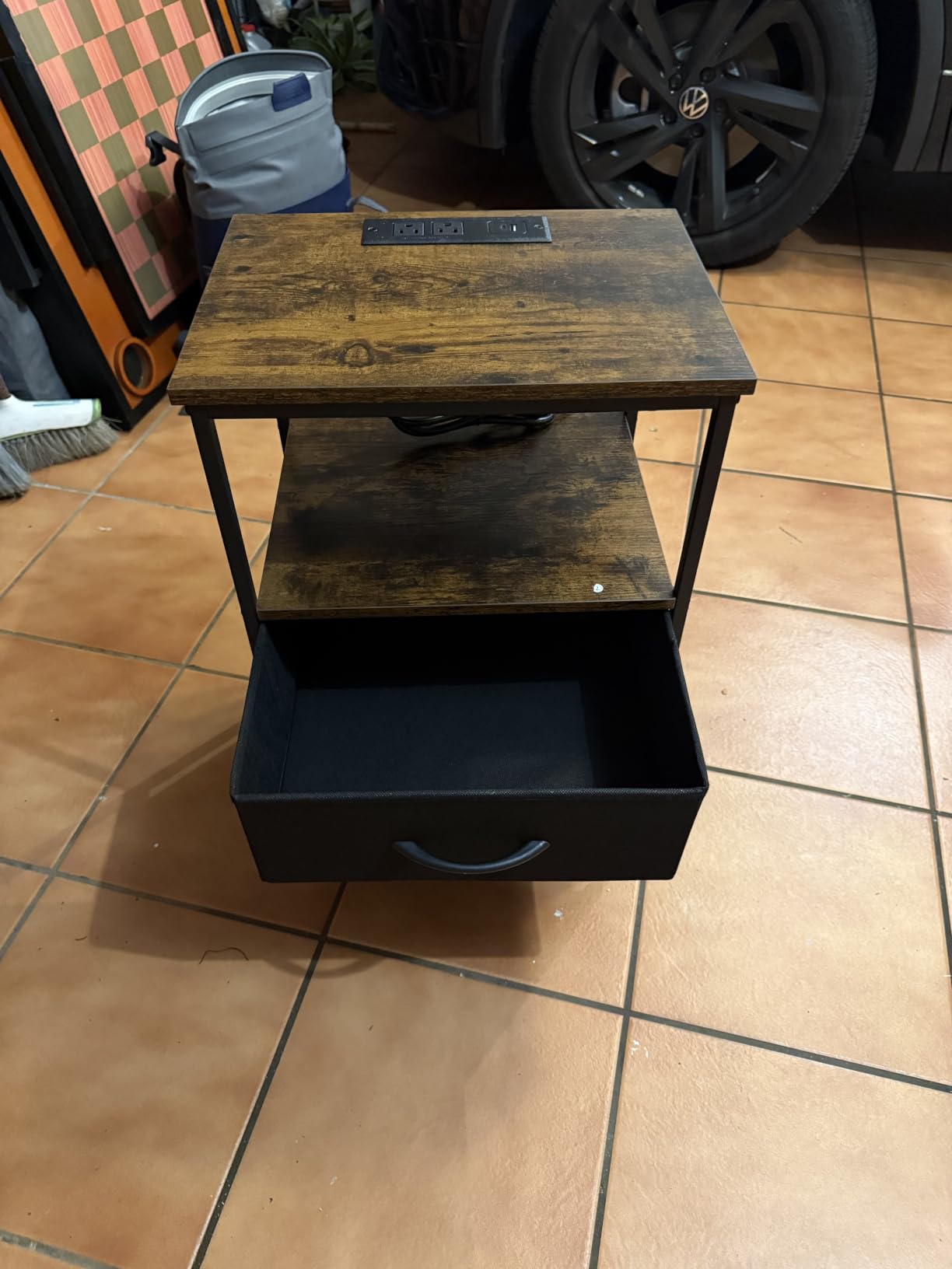 Huuger Nightstand with Charging Station, 27.6 Inch Bedside Table,Side Table customer photo 2