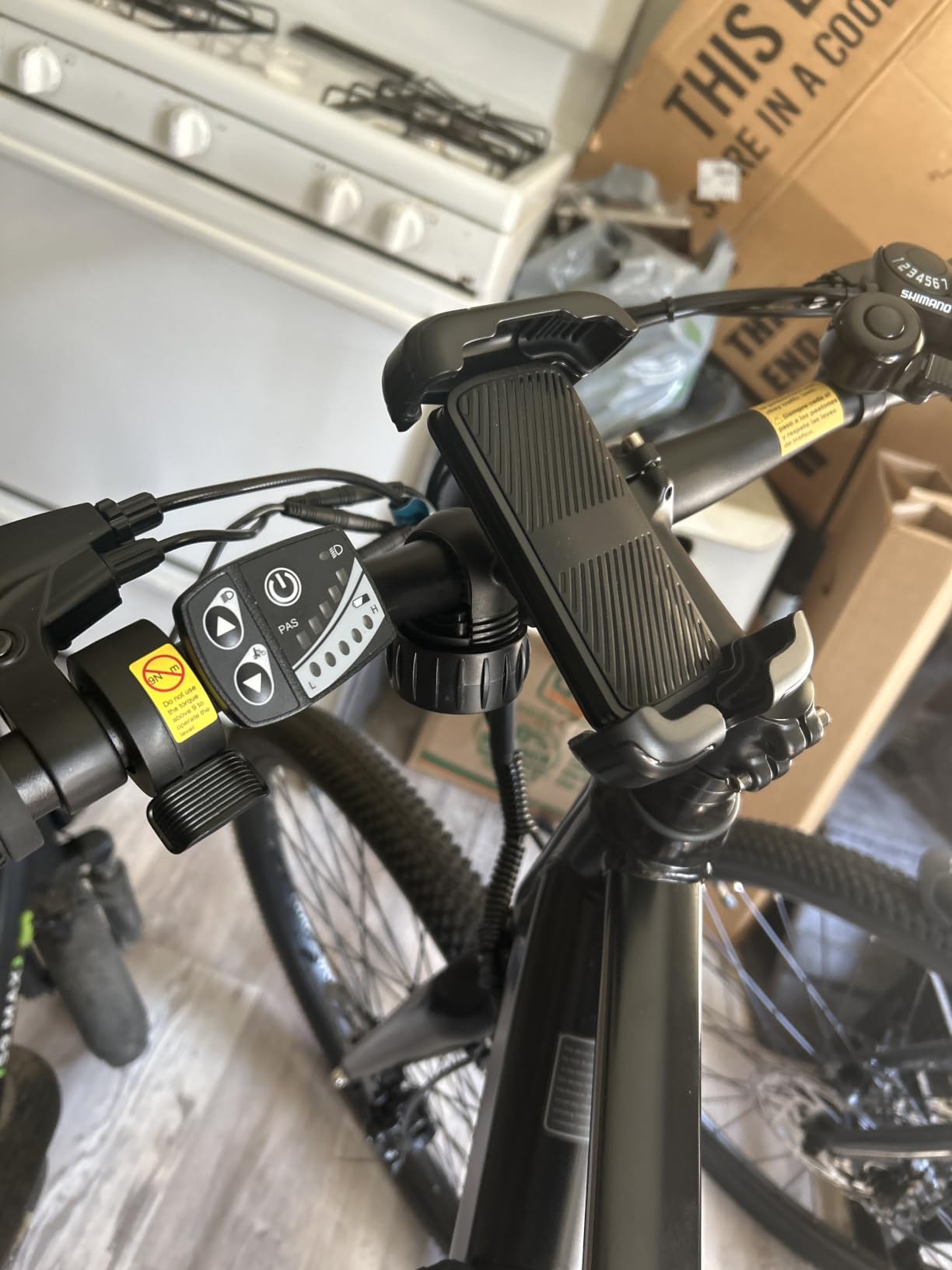 LISEN Bike Phone Holder, [Super Easy Install] Motorcycle Phone Mount Ebike Accessories Bicycle Handlebar Holder Mount Gifts for Adults Kids Men Mountain Mini Bike Scooter Gear Accessories, Black customer photo 1
