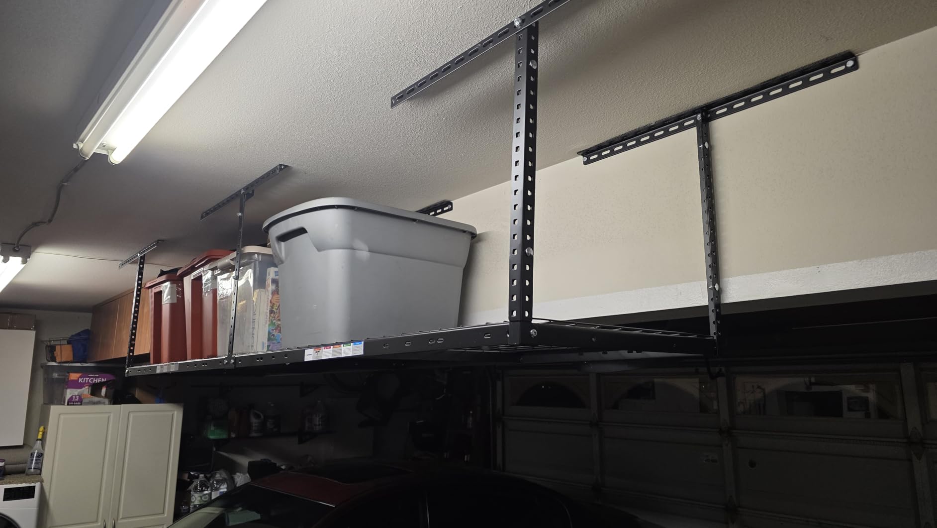 4x8ft Overhead Ceiling Garage Storage Rack, 750LBS Capacity, Black customer photo 2