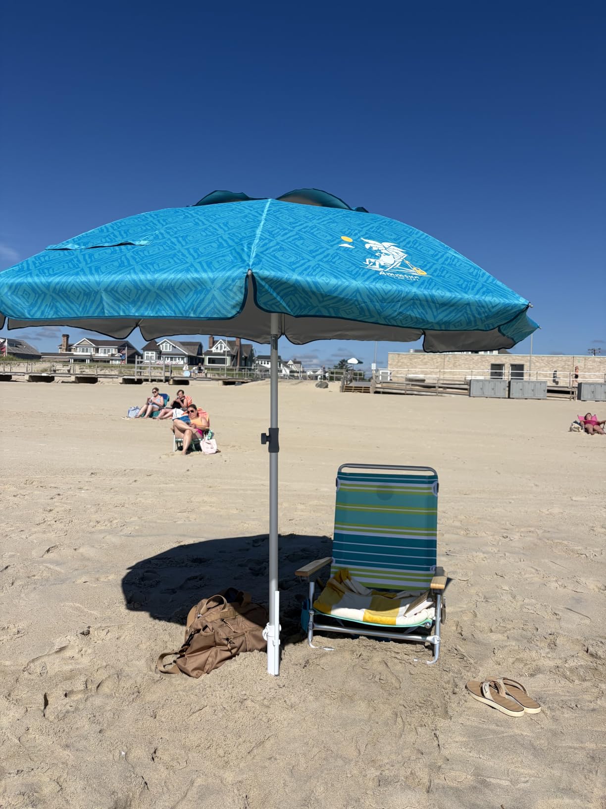 AMMSUN 7ft Heavy Duty High Wind Beach Umbrella with Sand Anchor & Tilt Sun Shelter UPF 50+ Protection Outdoor Sunshade Umbrellas Carry Bag for Patio Garden Pool Backyard Teal customer photo 2