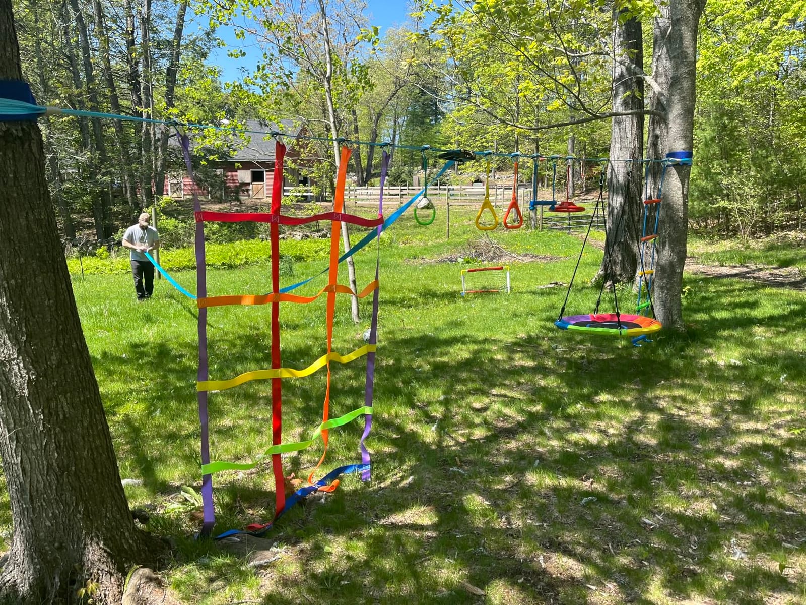 Hapfan 50 ft Ninja Warrior Obstacle Course Swing Set for Kids Outside customer photo 1