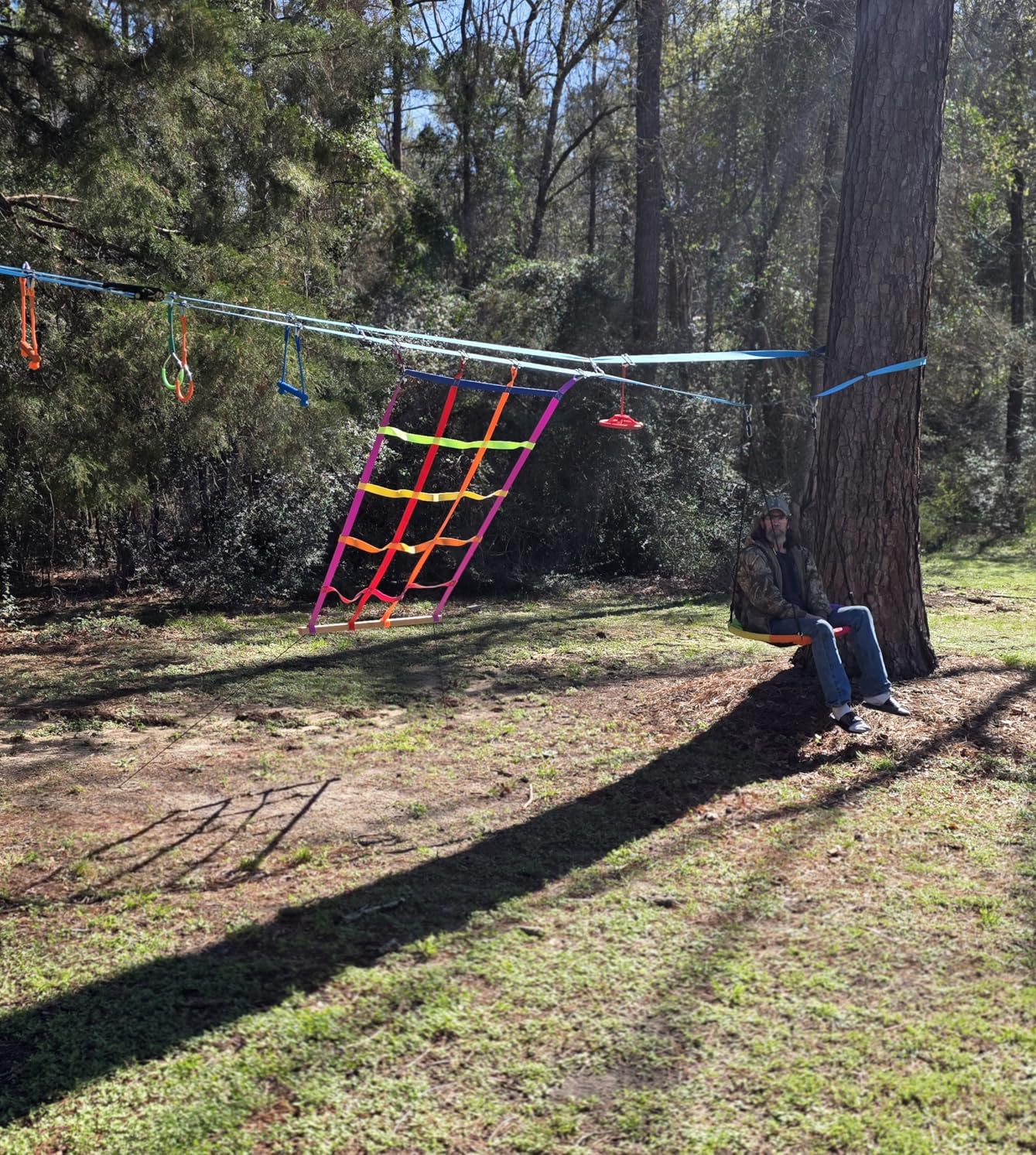 Hapfan 50 ft Ninja Warrior Obstacle Course Swing Set for Kids Outside customer photo 2