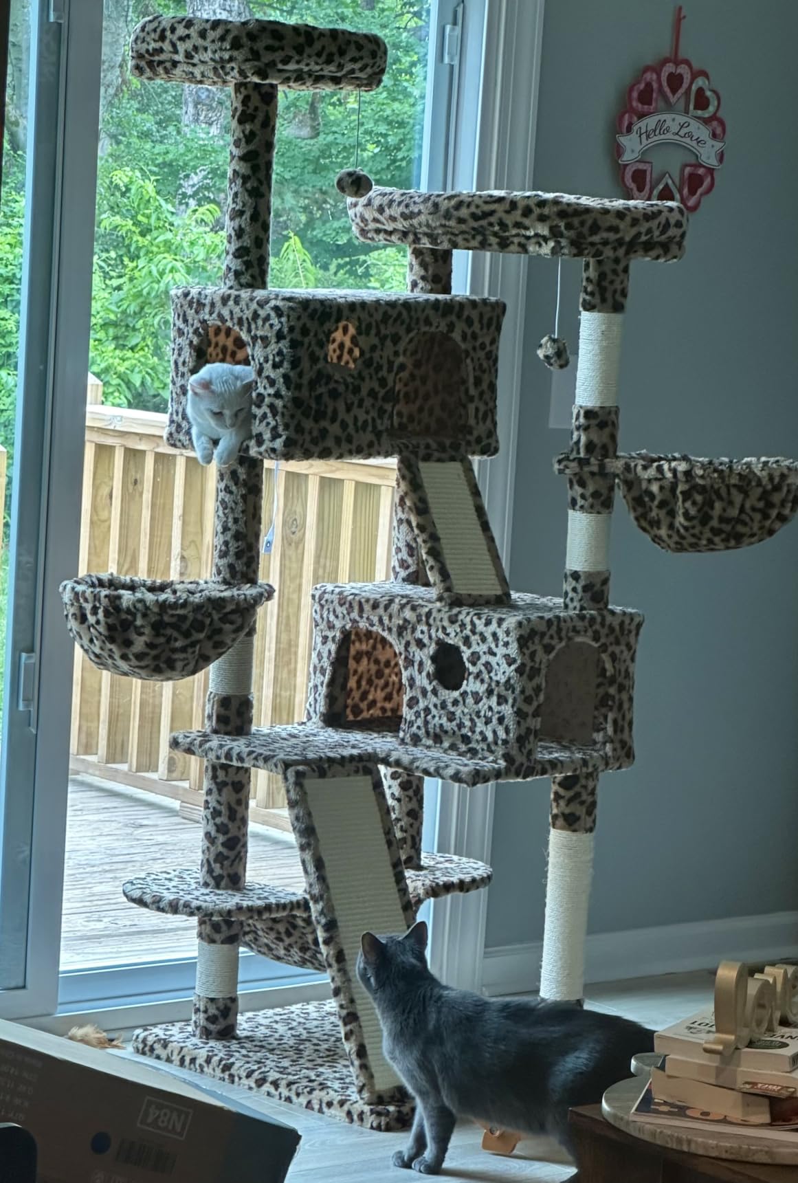 SHA CERLIN 65in Larger Cat Tree Tower Condo for Indoor Kitties/Multi-Level Furniture Activity Center with Wide Base/Cozy Plush Cat Perches/Baskets/Sisal Scratching Posts and Hammock/Beige customer photo 1