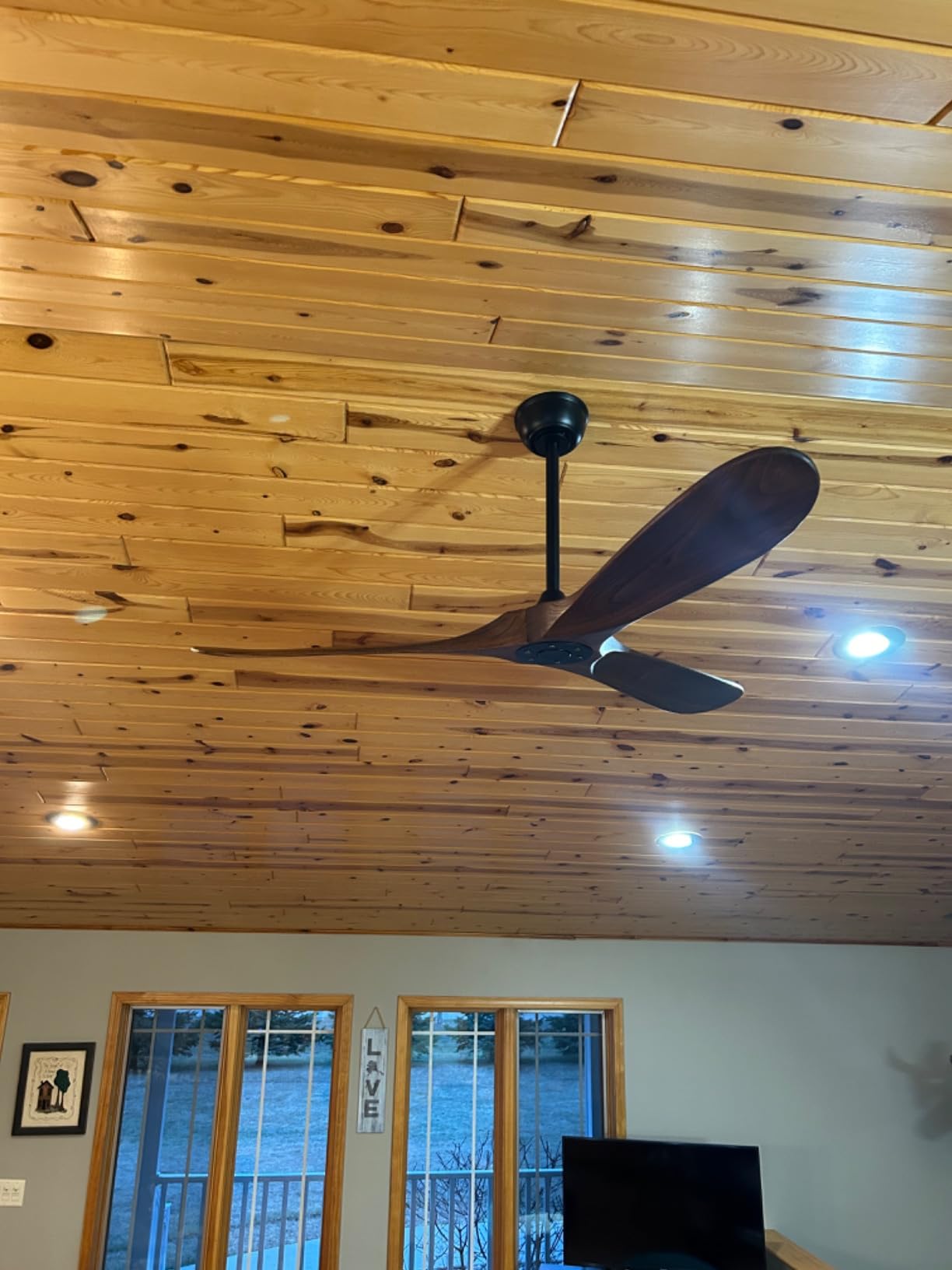 60 Inch Black Outdoor Ceiling Fan No Light, Wood Indoor Outdoor Ceiling Fans for Patios Gazebo Porch Living Room, Big Wet Rated High CFM Reversible Ceiling Fan for Sloped Angled Ceiling customer photo 1