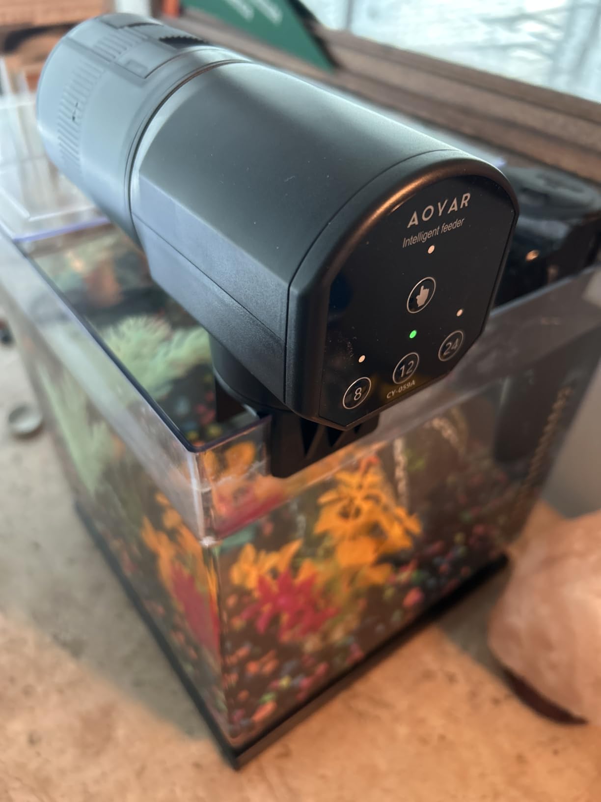 Automatic Fish Feeder Dispenser for Aquarium: 200ml Large Capacity Auto Feeders for Small Tank Turtle Betta Koi - Battery Food Feeding Timer for Flakes Pellet Vacation Weekend Day customer photo 1