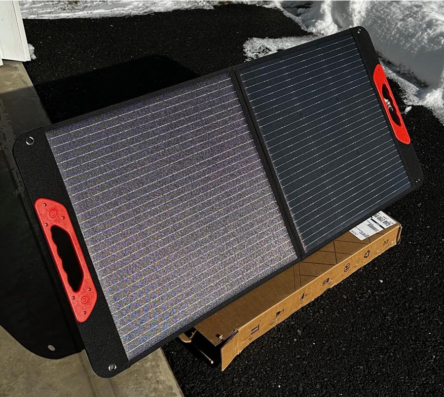 ZOUPW 100W Portable Solar Panel for Power Station,23.5% Efficiency Mono Foldable Solar Charger for Jackery 300/Ecoflow River/Anker/Bluetti,IP67 Waterproof for Camping RV Off-Grid Emergency Power customer photo 1