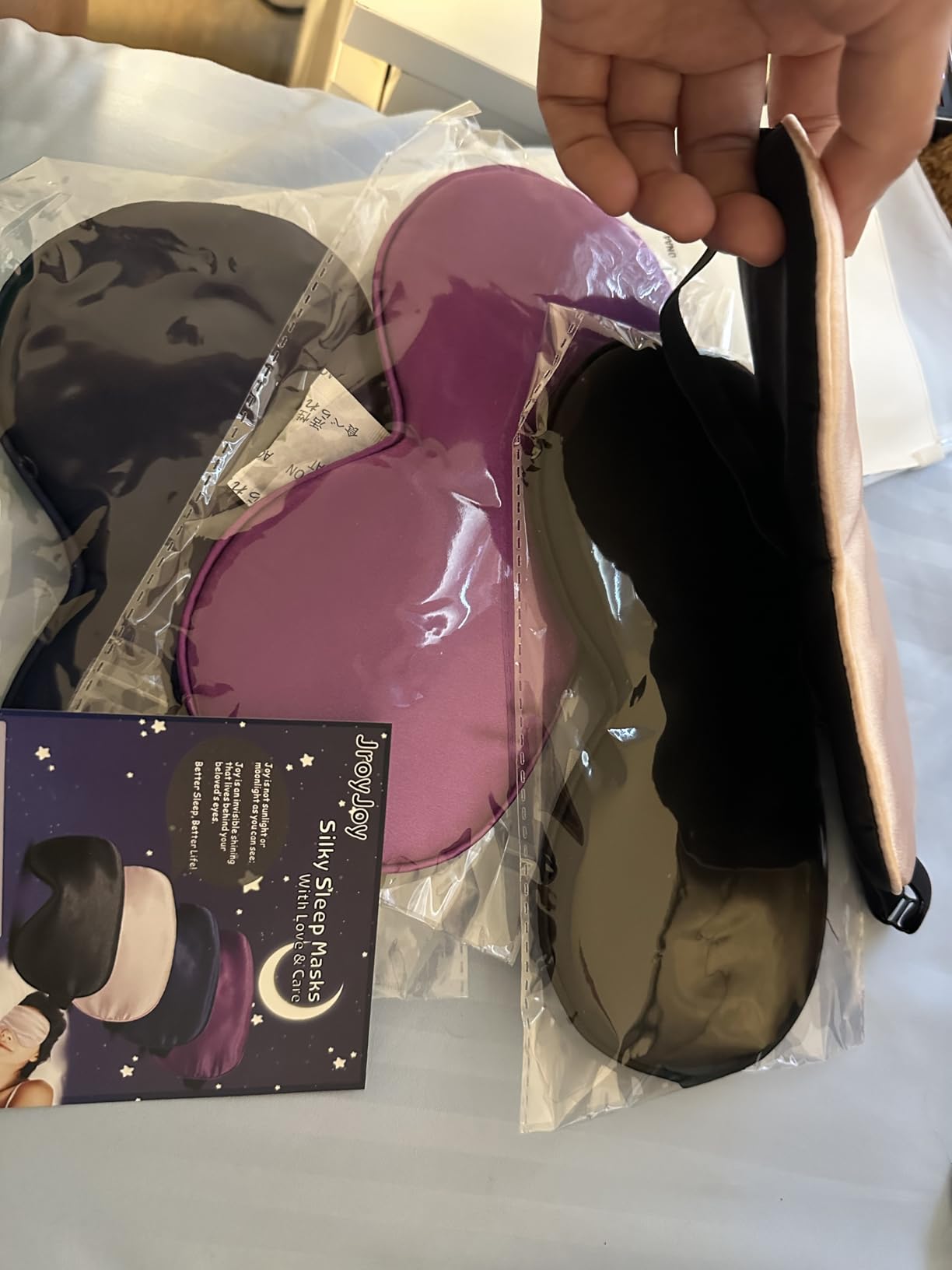 4 Pack Silk Sleep Mask, Blackout Eye Mask with Adjustable Strap customer photo 1