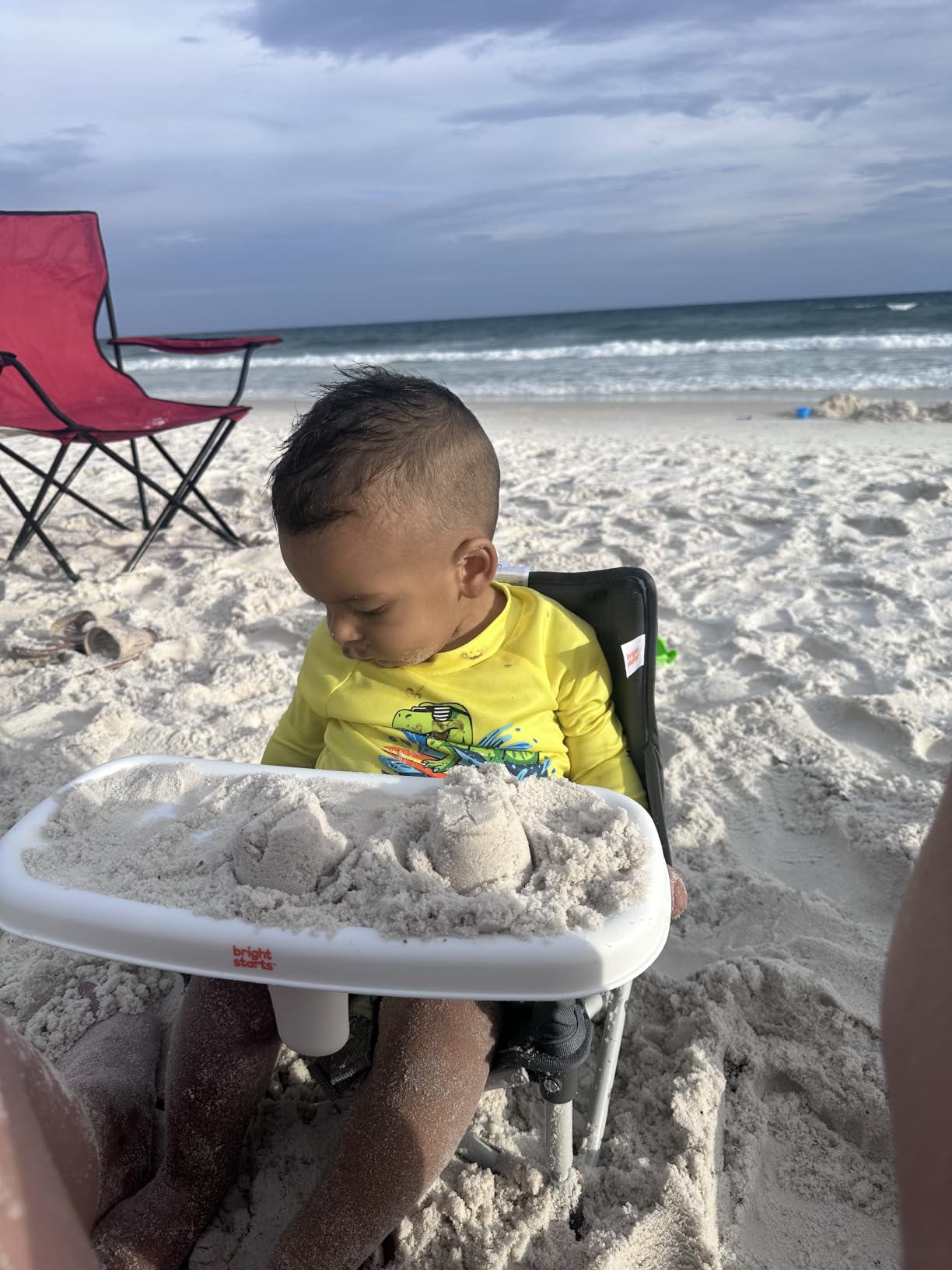 Bright Starts Pop ‘N Sit Portable Booster Seat, 3-in-1 Floor Seat, Travel High Chair & Toddler Booster with Feeding Tray, Indoor/Outdoor, Grey, 6 Months–3 Years customer photo 1