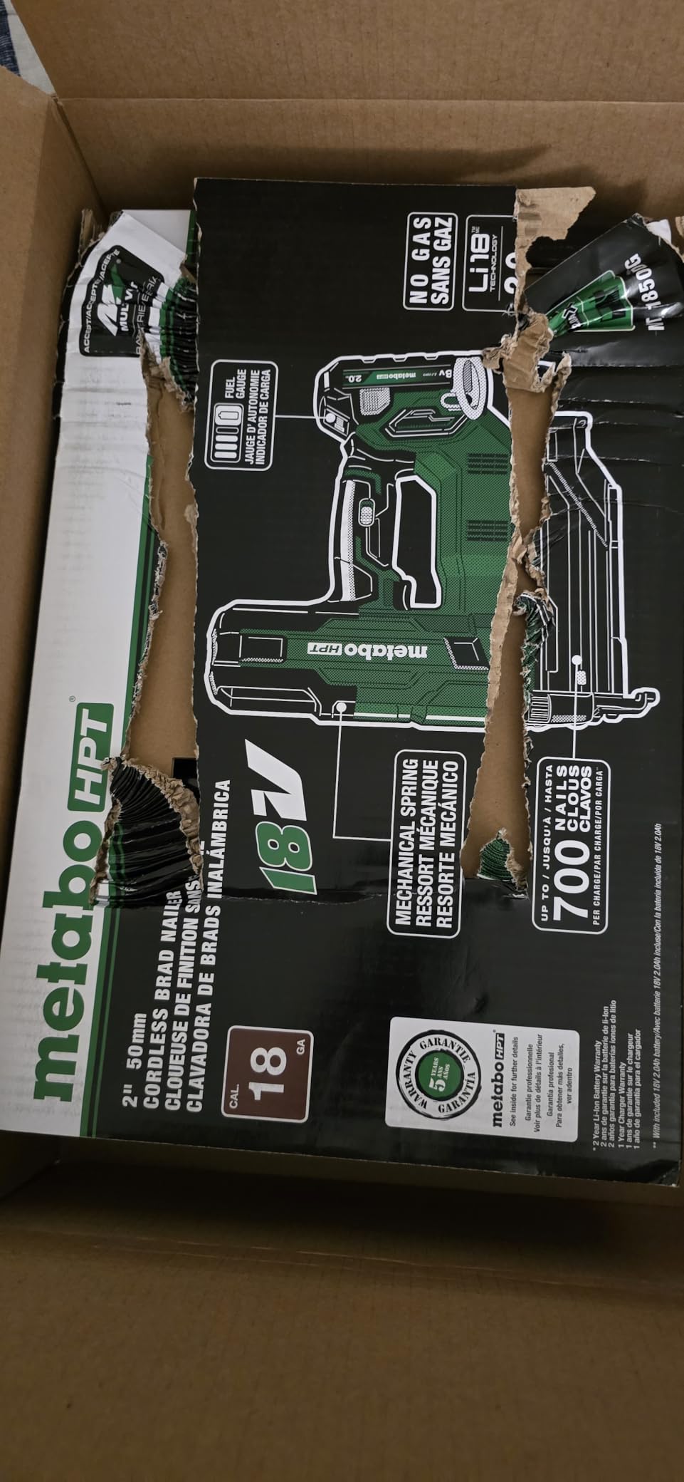 Metabo HPT Brad Nailer, 18 Gauge Cordless, 18V Kit, NT1850DG customer photo 1