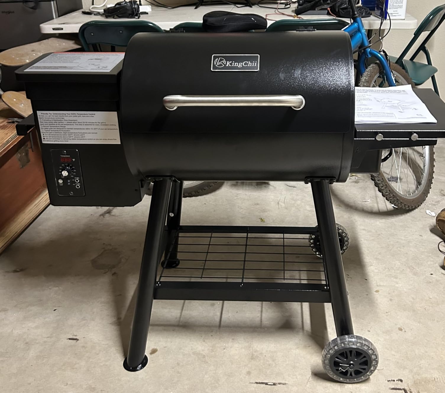 KingChii Electric Wood Pellet Grill & Smoker with Side Shelf, 456 SQ.IN Grill Capacity, with PID Temperature Control (180-425°F) for Backyard Camping Bake and Roast, Black with Cover customer photo 1