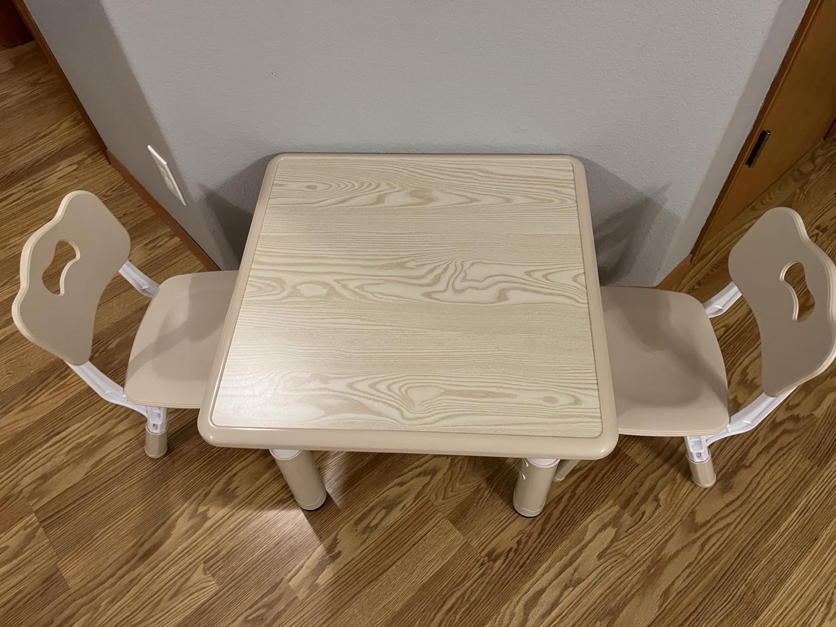 Height Adjustable Kids Table and Chairs Set (2 Chairs) for Ages 2-8 | Non-Slip Toddler Activity Table with Wipe-Clean Desktop, Montessori Learning & Art Drawing Desk for Home Preschool Classroom customer photo 1