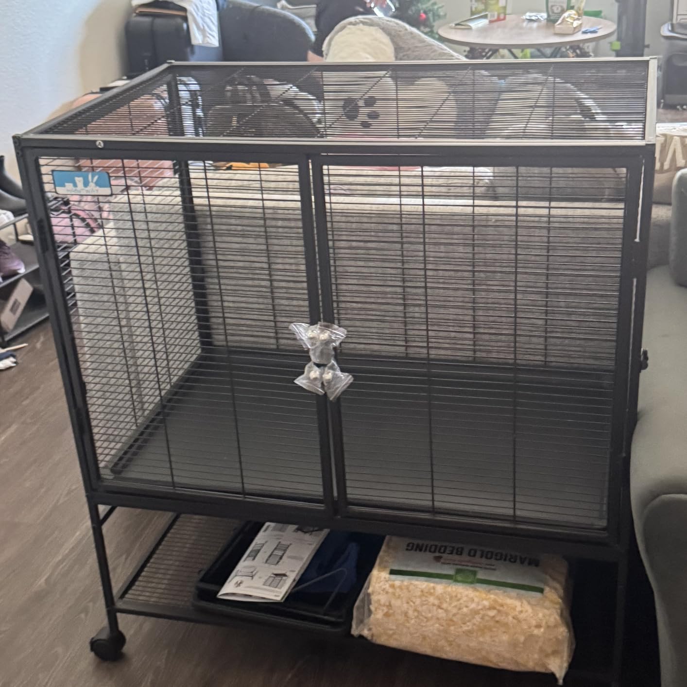 HABUTWAY 40''H Large Metal Rolling Ferrets Cage, 2-Tiers Small Animal Cages, Cage for Rats/Chinchillas, 0.5'' Bar Spacing for Ferret,Small Animal Cage w/Removable Ramp & Platform customer photo 1