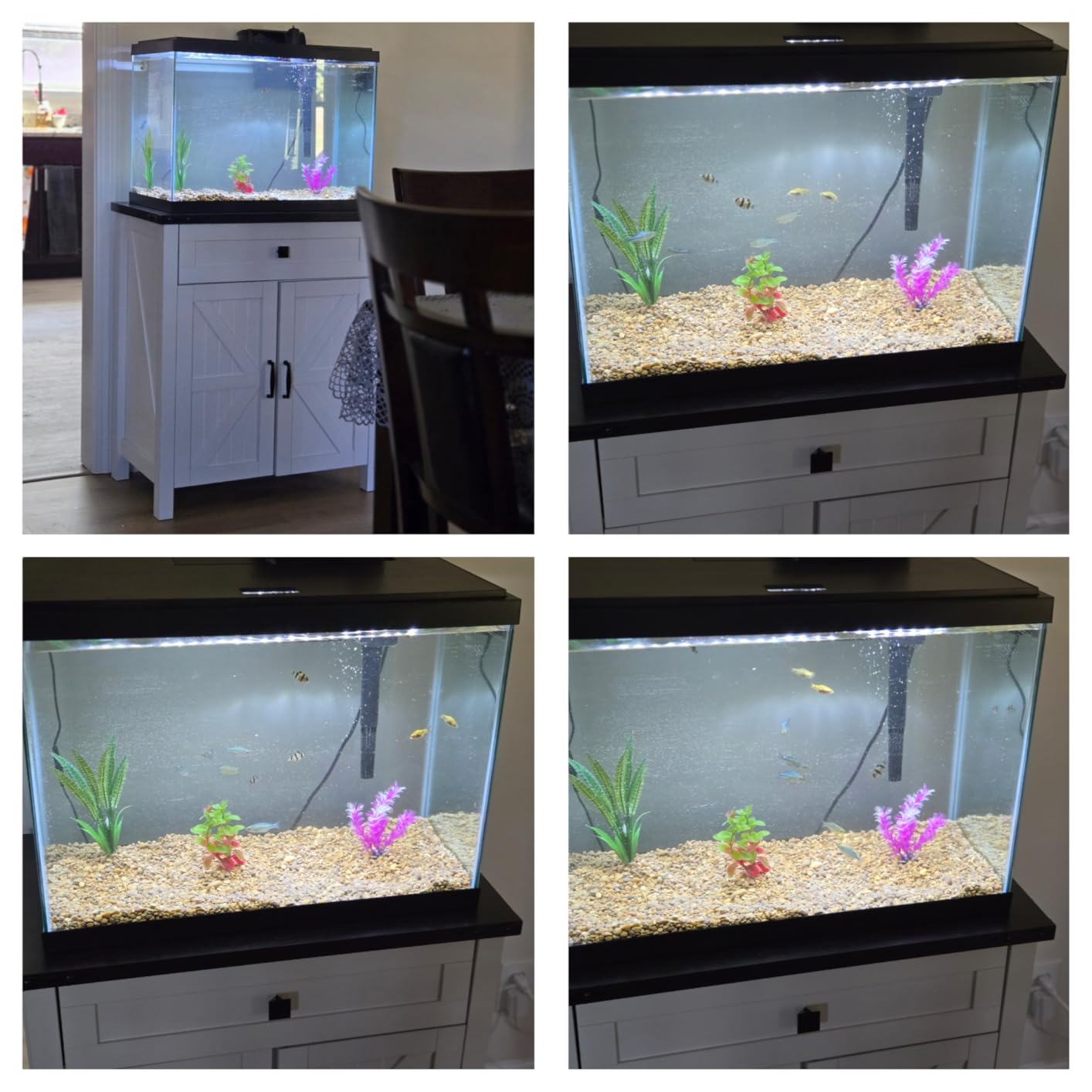 Saudism 55-75 Gallon Aquarium Stand With Charging Station, Farmhouse Fish Tank Stand, Reptile Tank Stand Terrarium Stand with Drawer and Cabinet Storage, Sturdy Heavy Duty 53.5