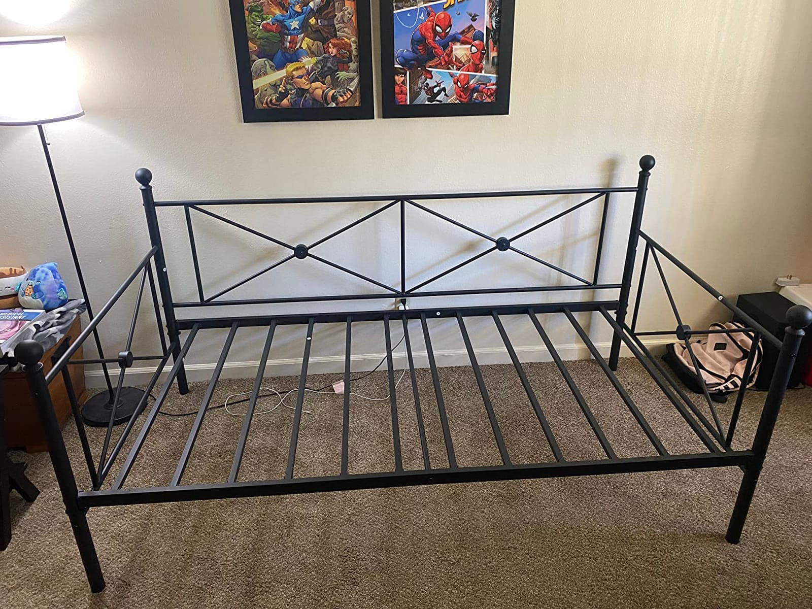 VECELO Daybed Twin Size, Day Bed Frame with Headboard, Heavy-Duty Metal Slats Support Platform for Living Room, Guest Room, Easy Assembly, Black customer photo 1