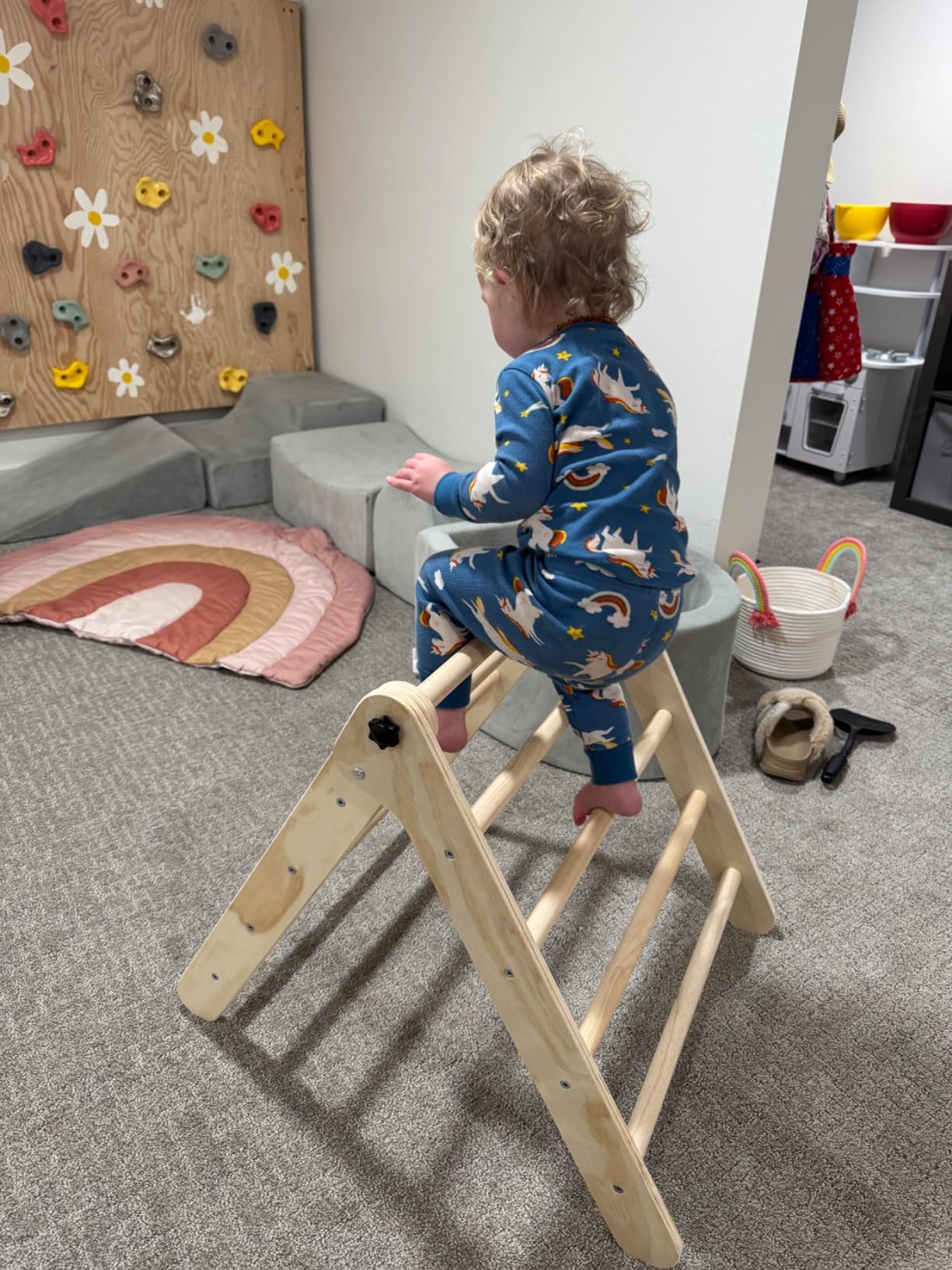 Pikler Triangle Set with Cushion, 7 in 1 Toddler Climbing Toys Indoor customer photo 2