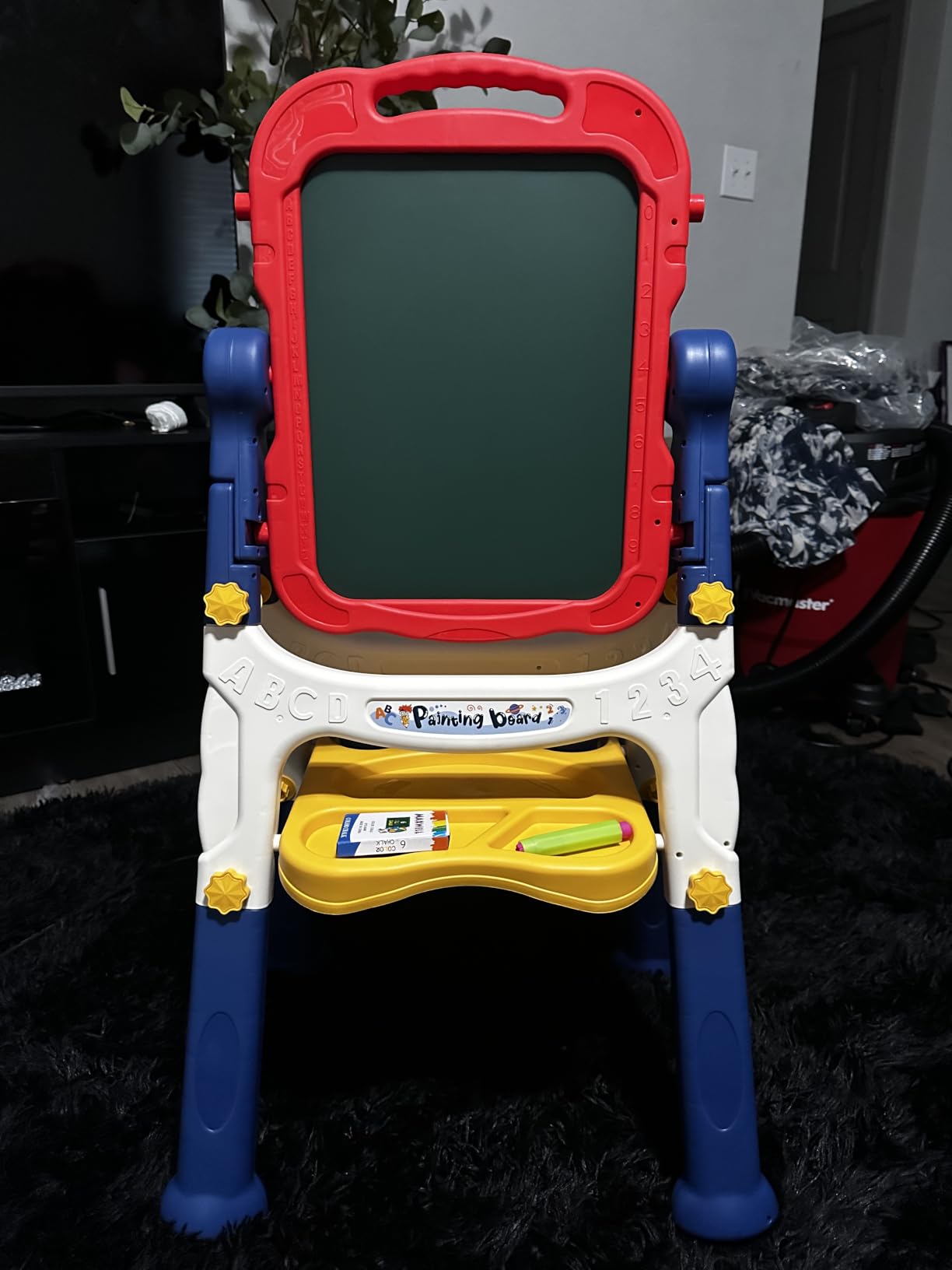 Kids Easel for Toddlers Age 3-4 Art Magnetic White Board & Chalkboard Double Side Adjustable Stand Art Easel Drawing Writing Learning Educational Toys for 3 4 5 Year Boys Girls Birthday Gifts customer photo 1