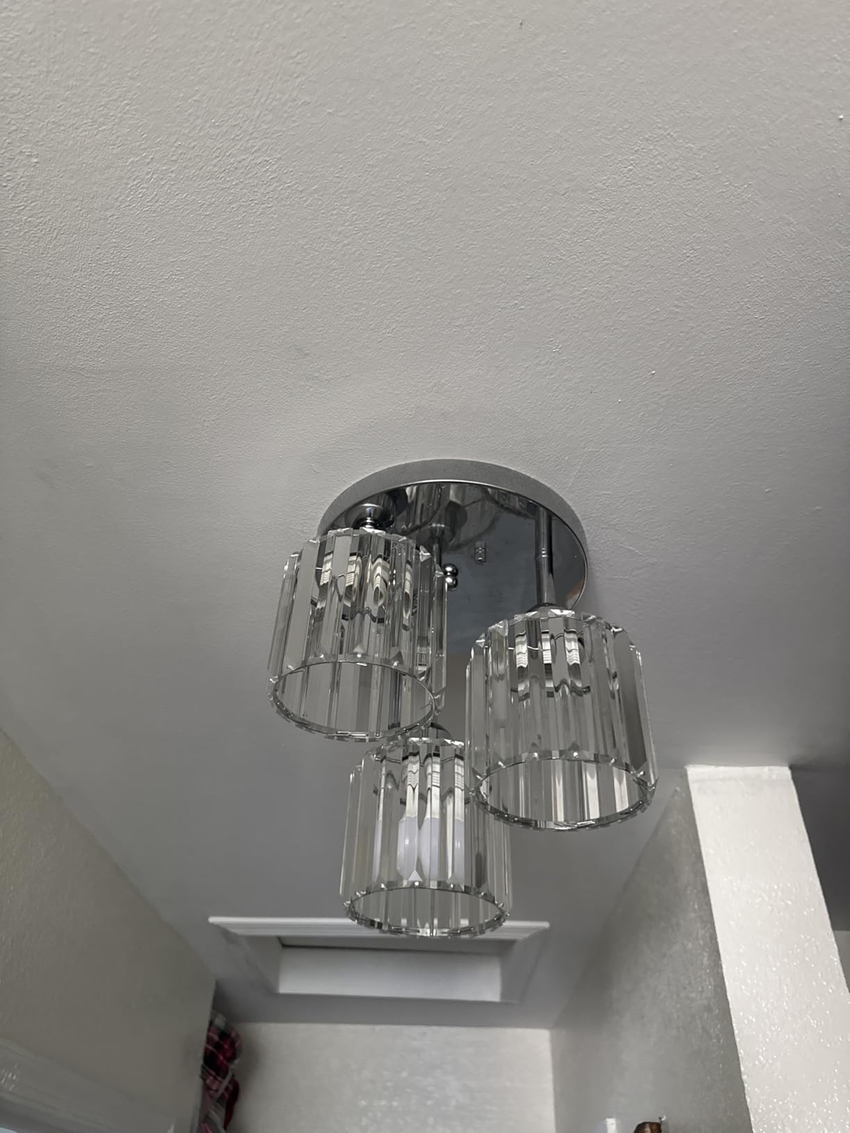 PAUFUL Modern Semi Flush Mount Ceiling Light,3-Light Golden Crystal Close to Ceiling Light Fixtures,Kitchen Light Fixtures with Clear Crystal Shade,Hallway Light Fixtures for Hallway Bedroom Bathroom customer photo 1
