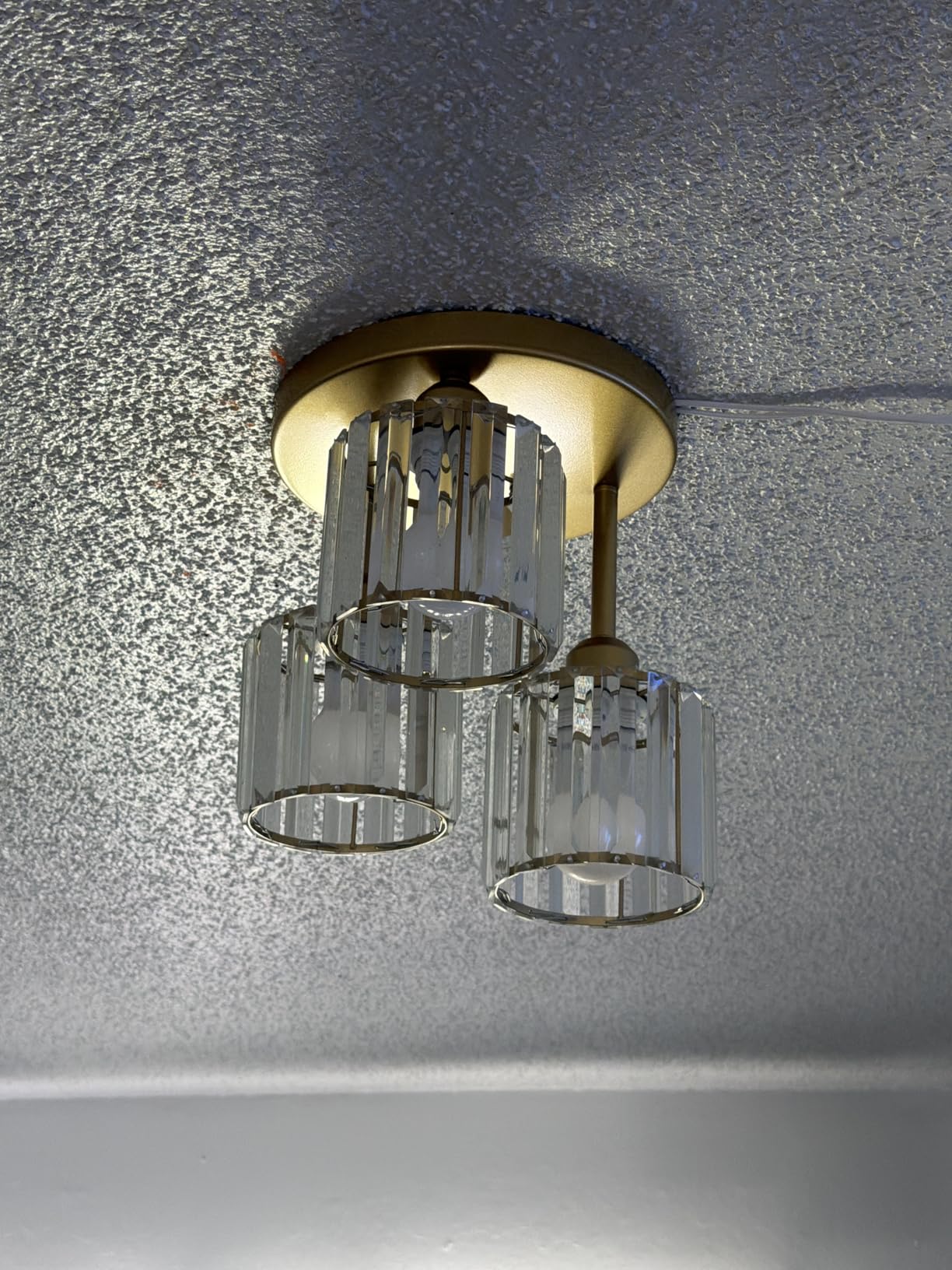 PAUFUL Modern Semi Flush Mount Ceiling Light,3-Light Golden Crystal Close to Ceiling Light Fixtures,Kitchen Light Fixtures with Clear Crystal Shade,Hallway Light Fixtures for Hallway Bedroom Bathroom customer photo 2
