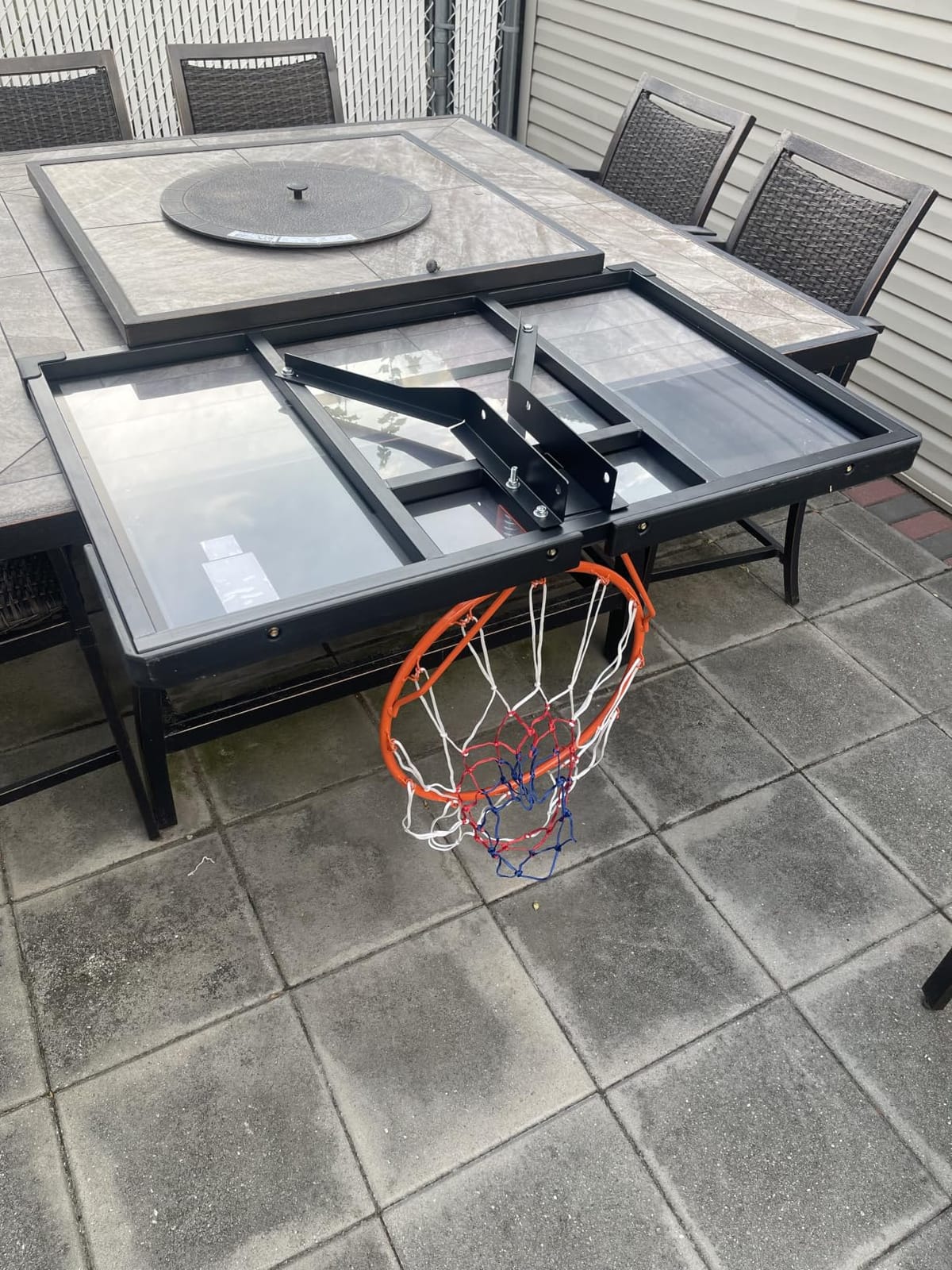 Yohood Basketball Hoop Outdoor Portable 44/48 Inch Backboard, 10ft Quickly Adjustable Basketball Goal System with Wheels for Court/Backyard/Driveway customer photo 2