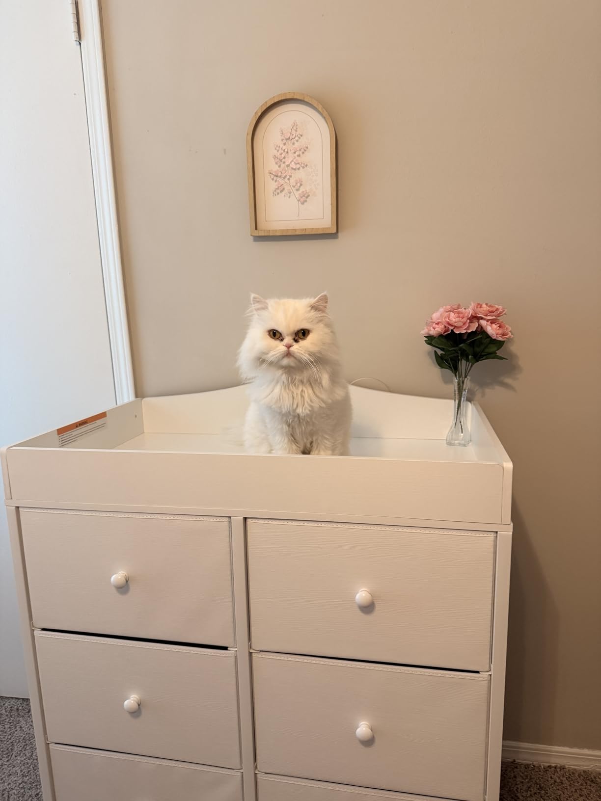 BOLUO White Changing Table Dresser with 6 Drawers Baby Dresser with Changing Table Top Diaper Changing Station with Storage for Nursery Modern customer photo 2