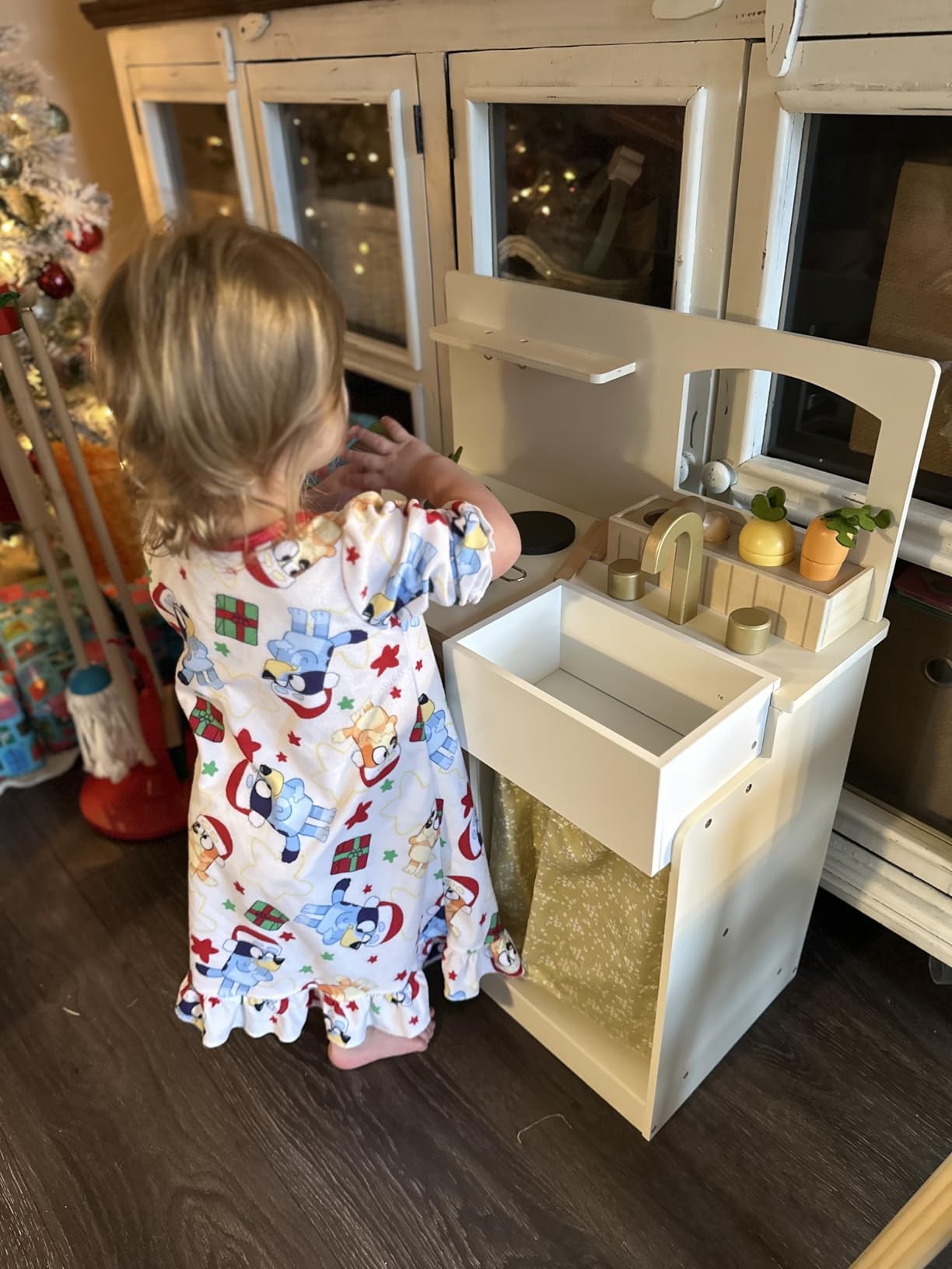 Tiny Land Wooden Play Kitchen for Toddlers, Compact Cream Pretend Play Set customer photo 1