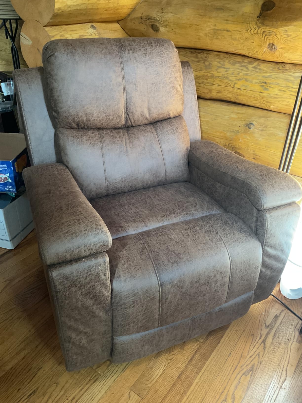 CANMOV Leather Recliner Chair, Classic and Traditional Manual Recliner Chair with Overstuffed Arms and Back, Manual Single Sofa with Concealed Cup Holders,Nut Brown customer photo 1