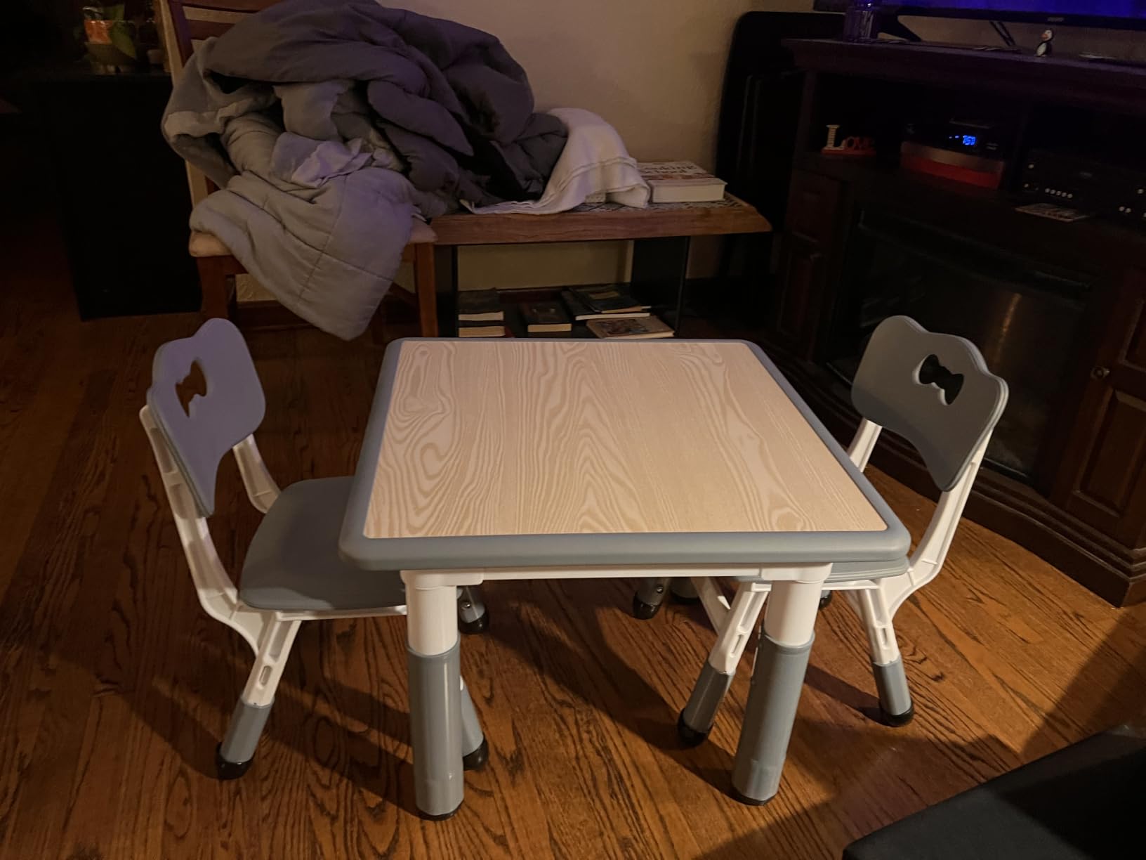 Brelley Height Adjustable Toddler Table and 2 Chairs Set, Beige customer photo 1