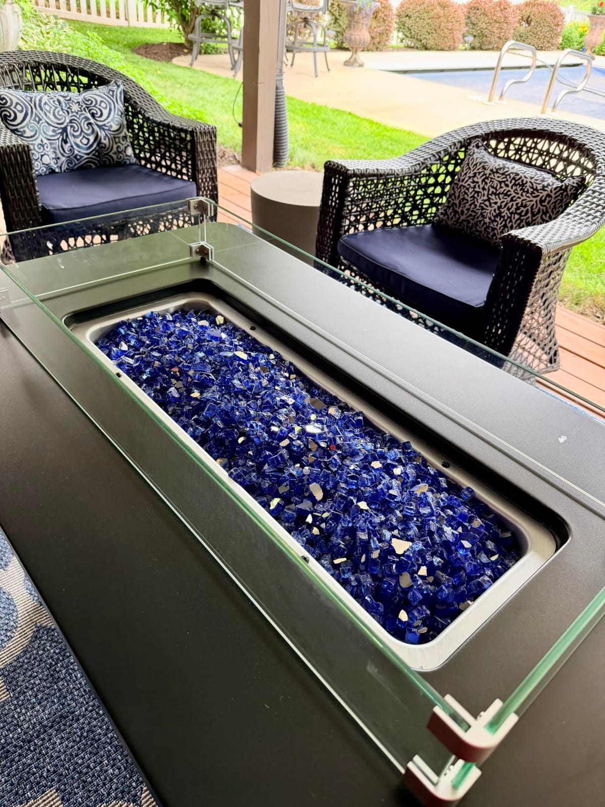 Ciays 28 Inch Tabletop Propane Fire Pit, 50000 BTU Table top Firepit with Glass Wind Guard & Glass Beads, Portable Outdoor Portable Fireplace for Patio and Camping customer photo 1