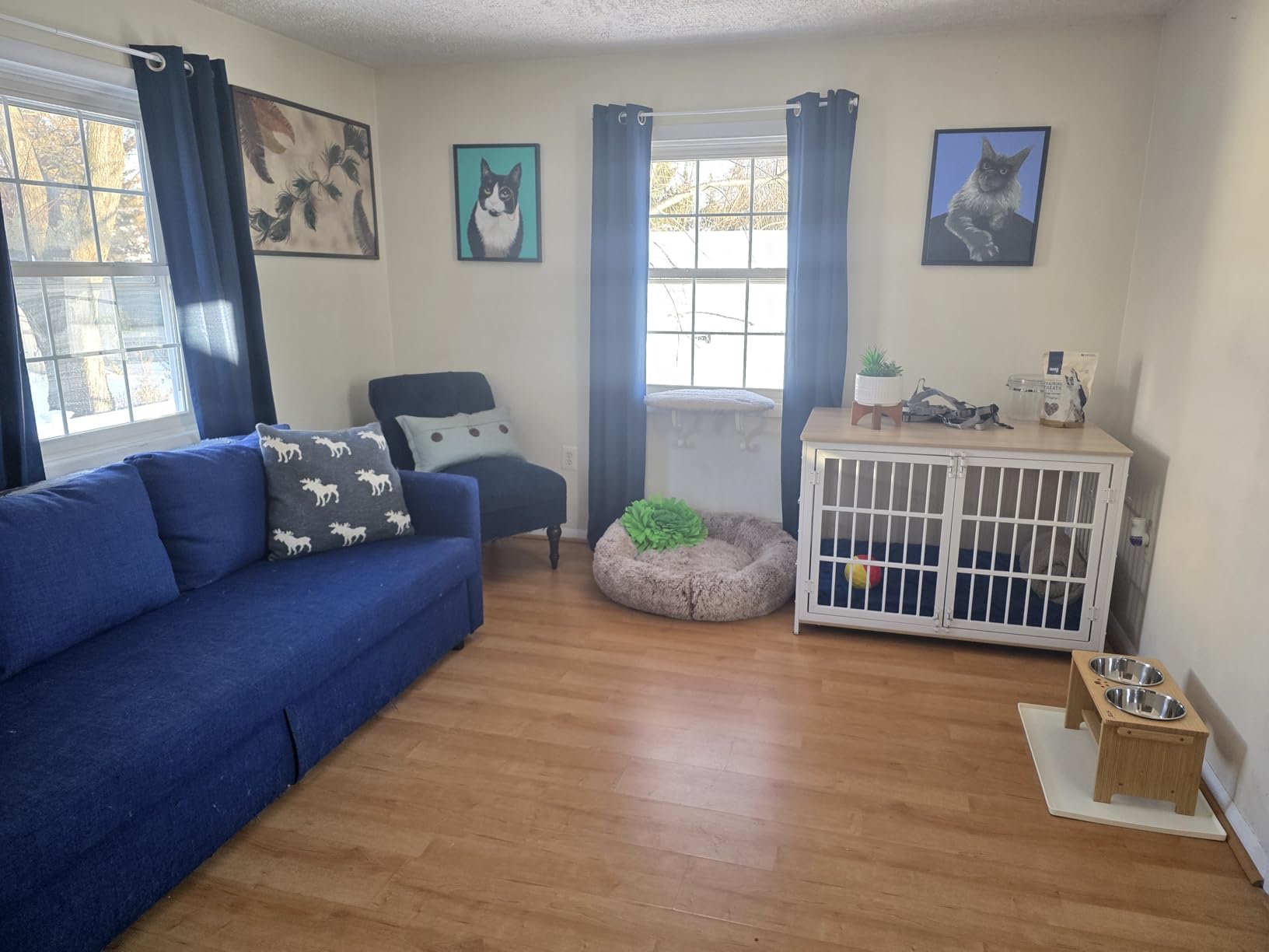 EasyCom 46 in Heavy Duty Dog Crate Furniture on Lockable Wheels (DC103) customer photo 1