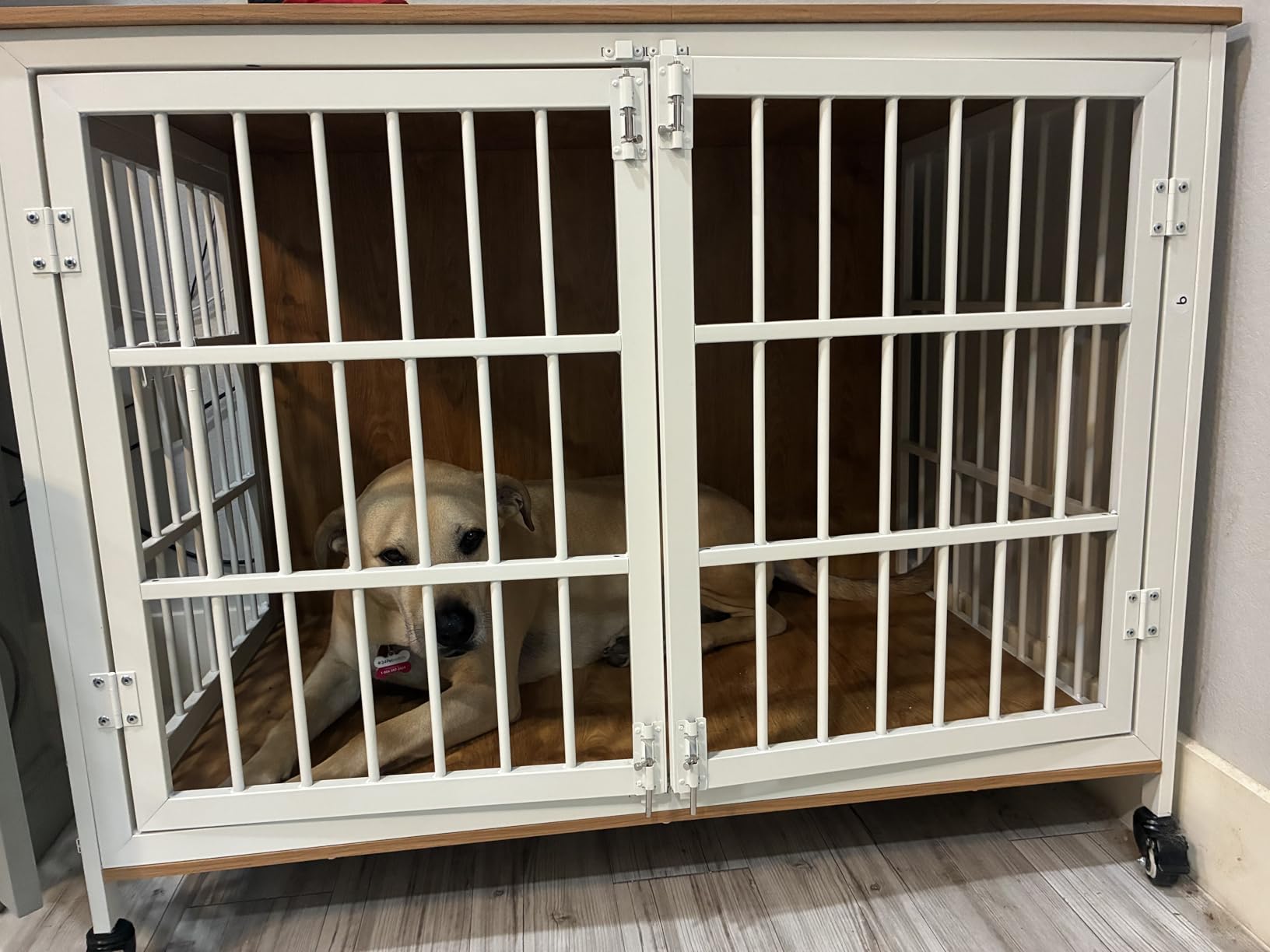 EasyCom 46 in Heavy Duty Dog Crate Furniture on Lockable Wheels (DC103) customer photo 2