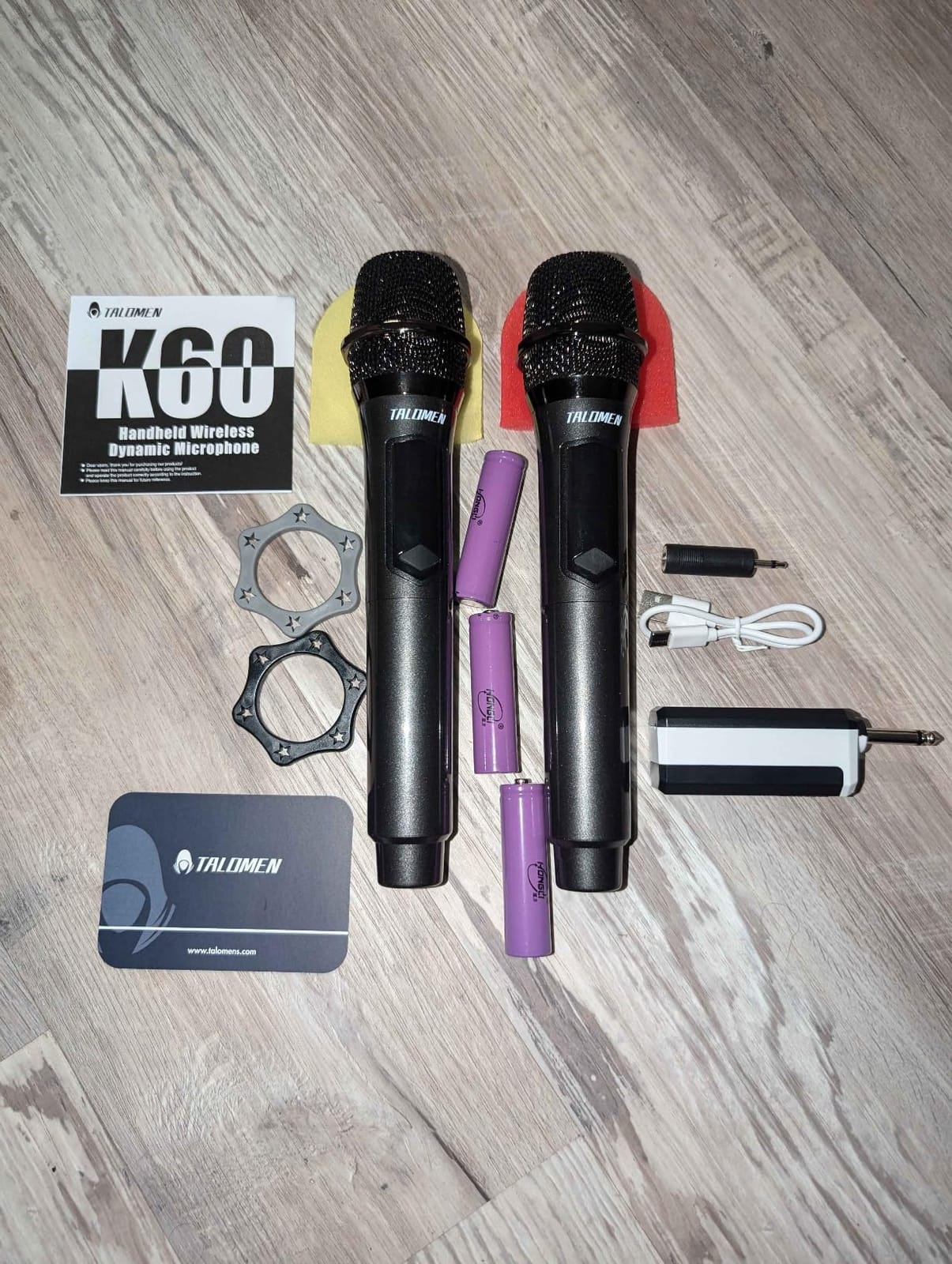 talomen Wireless Microphones, Professional Dual Karaoke Microphone for Singing, Handheld Cordless Dynamic Mic System with Rechargeable Receiver(160 Ft) for Wedding, DJ, Speech, Church, Party, K602-BW customer photo 1