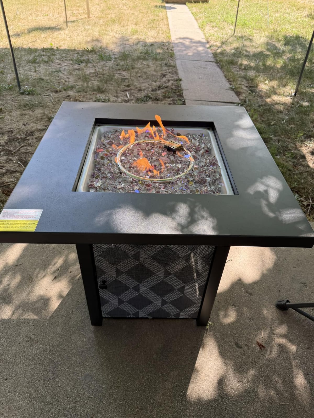 Ciays 43″ Fire Pit Table with Glass Beads & Lid, CSA-Certified Gas Fire Pit with Cup Holders, Hanging Shelf & Nylon Cover, Large Outdoor Fire Pit for Patio/Porch/Deck, 60,000 BTU Heat Output, CIFPT9B customer photo 1