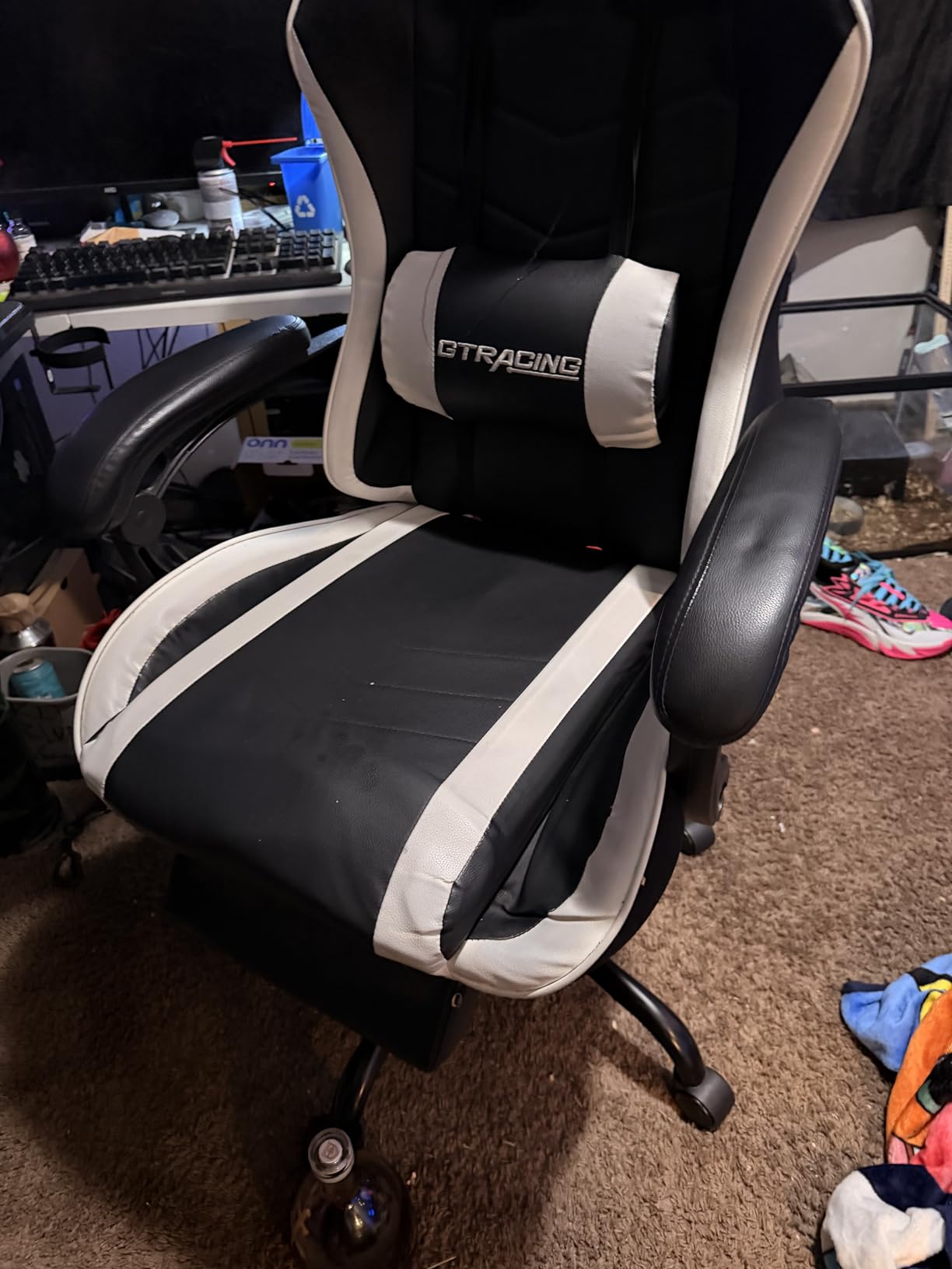 GTPLAYER Gaming Chair with Footrest, Ergonomic Computer Game Desk Chair, Reclining Gamer Chair Seat Height Adjustment, Swivel Rocker with Headrest and Lumbar (Gray) customer photo 1